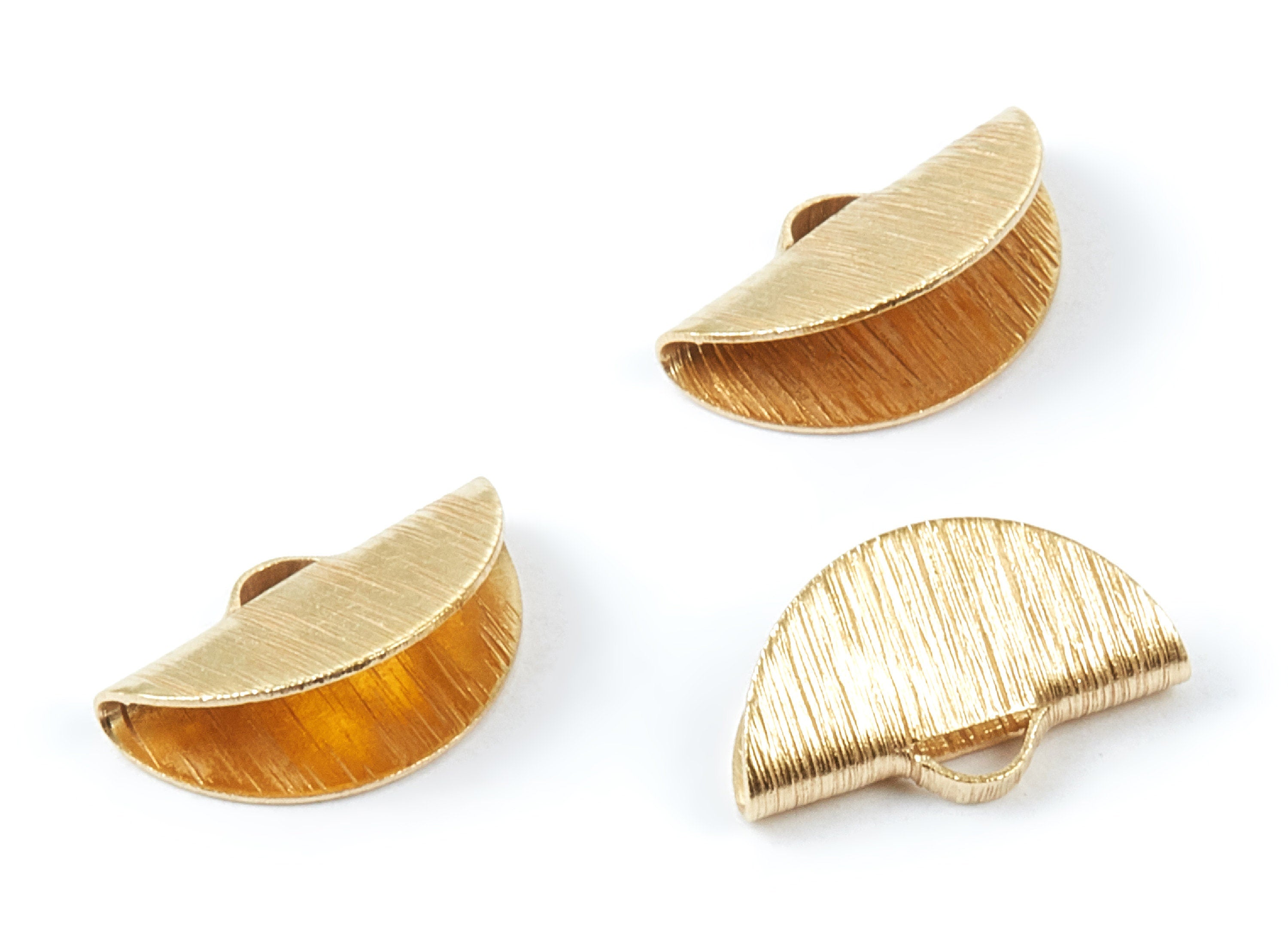 Brass Ribbon Crimp End Charms - Ribbon Crimp End Textured Raw Brass Pendant - Jewellery Supplies - 15x8,54x0,43mm - PP1807 - DOMEDBAZAAR