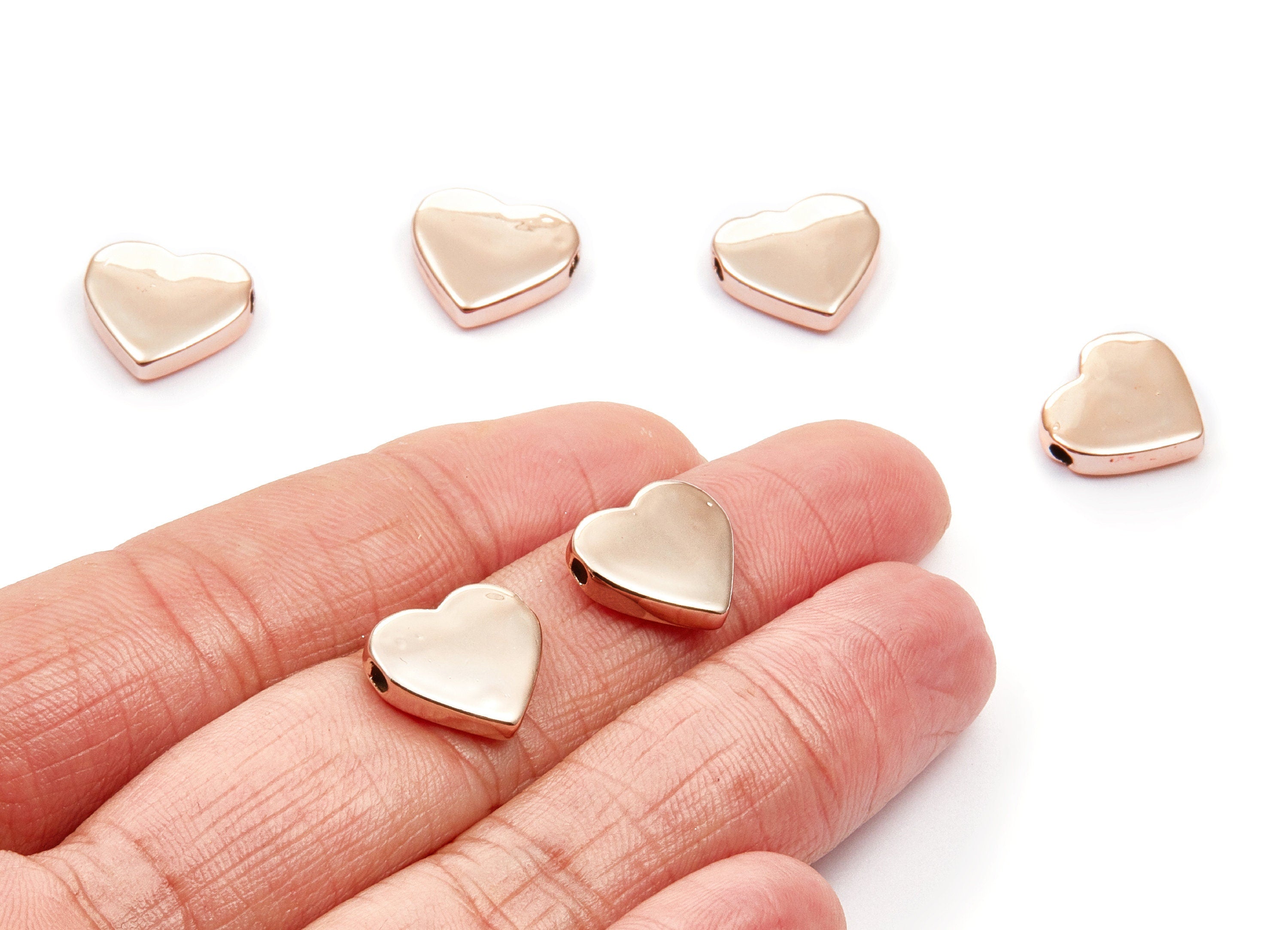 Heart Shaped Charms - Zinc Alloy Earring Finding - Rose Tone - Alloy Pendant for Necklace - 14,4x13,23x3,43mm - ZZ1196R - DOMEDBAZAAR