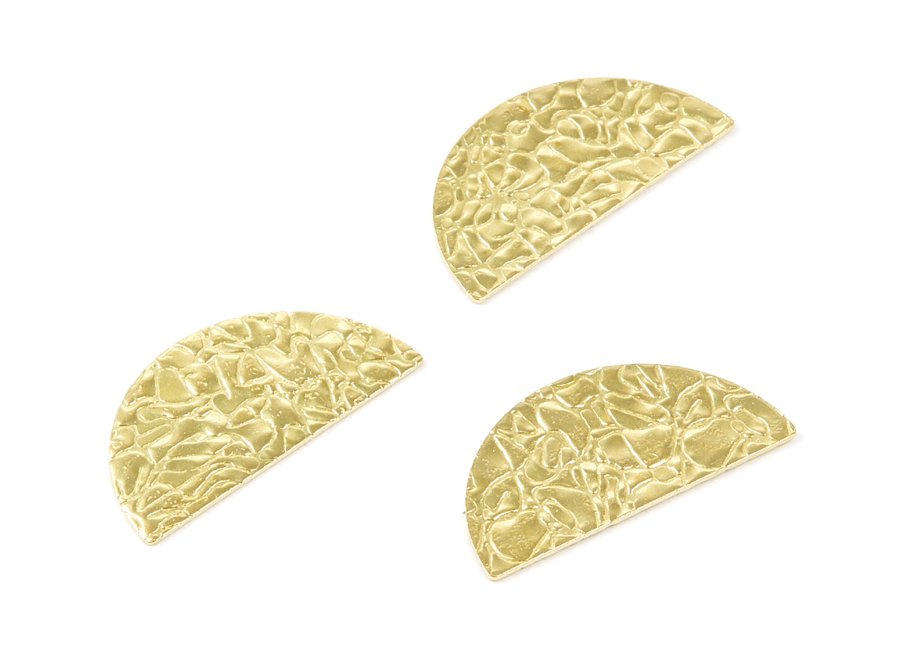 Brass Hammering Half Round Charms - Hammering Half Round Raw Brass Pendant - Jewelry Supplies - 25x12.42x0.67mm - PP2112 - DOMEDBAZAAR