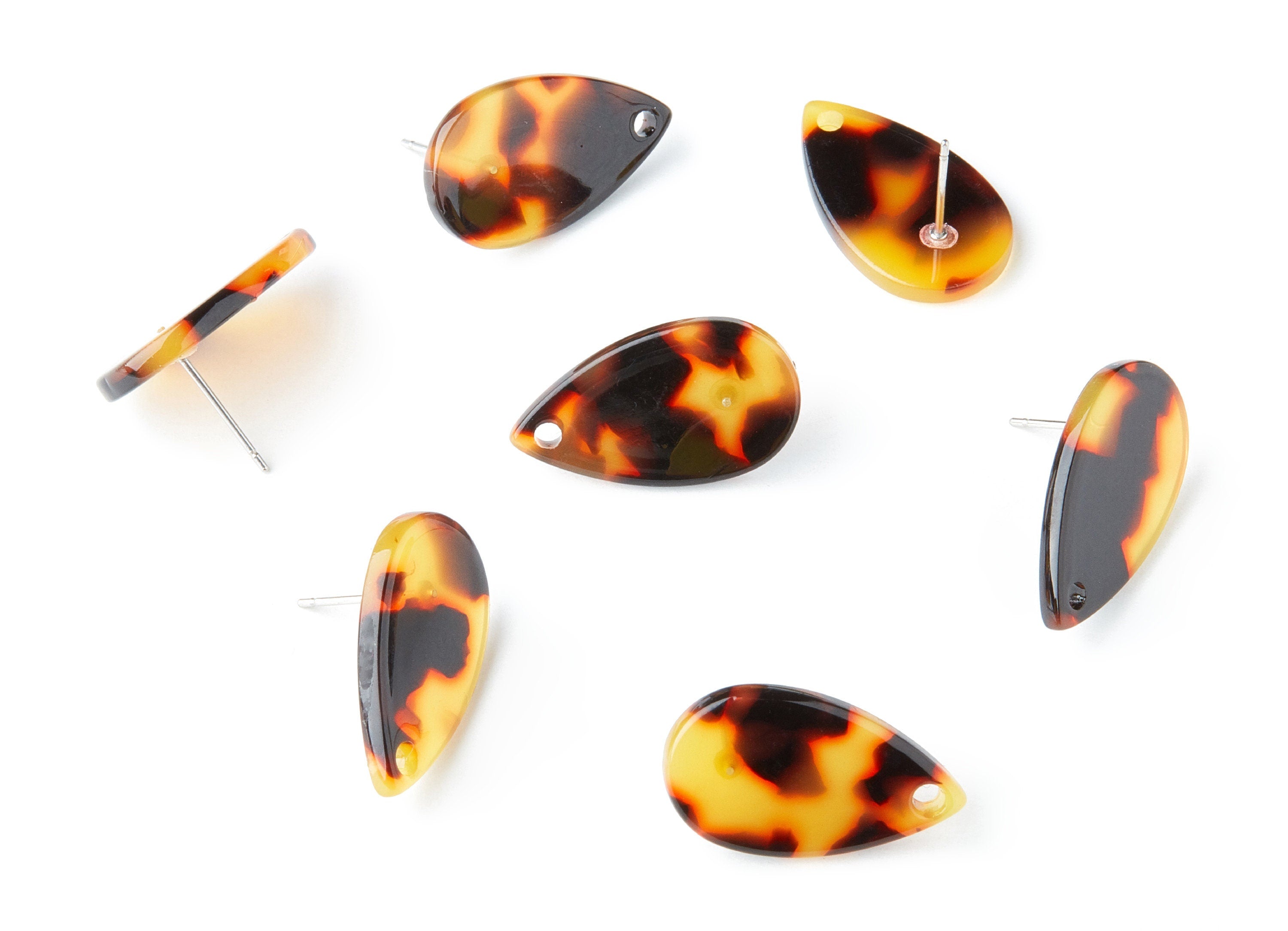 Acetate Acrylic Earring Post - Tortoise Shell Earrings - Drop Earring Stud - Jewelry Supplies - Color Code: A05 - 23.45x13.68x2mm - AC1321A - DOMEDBAZAAR