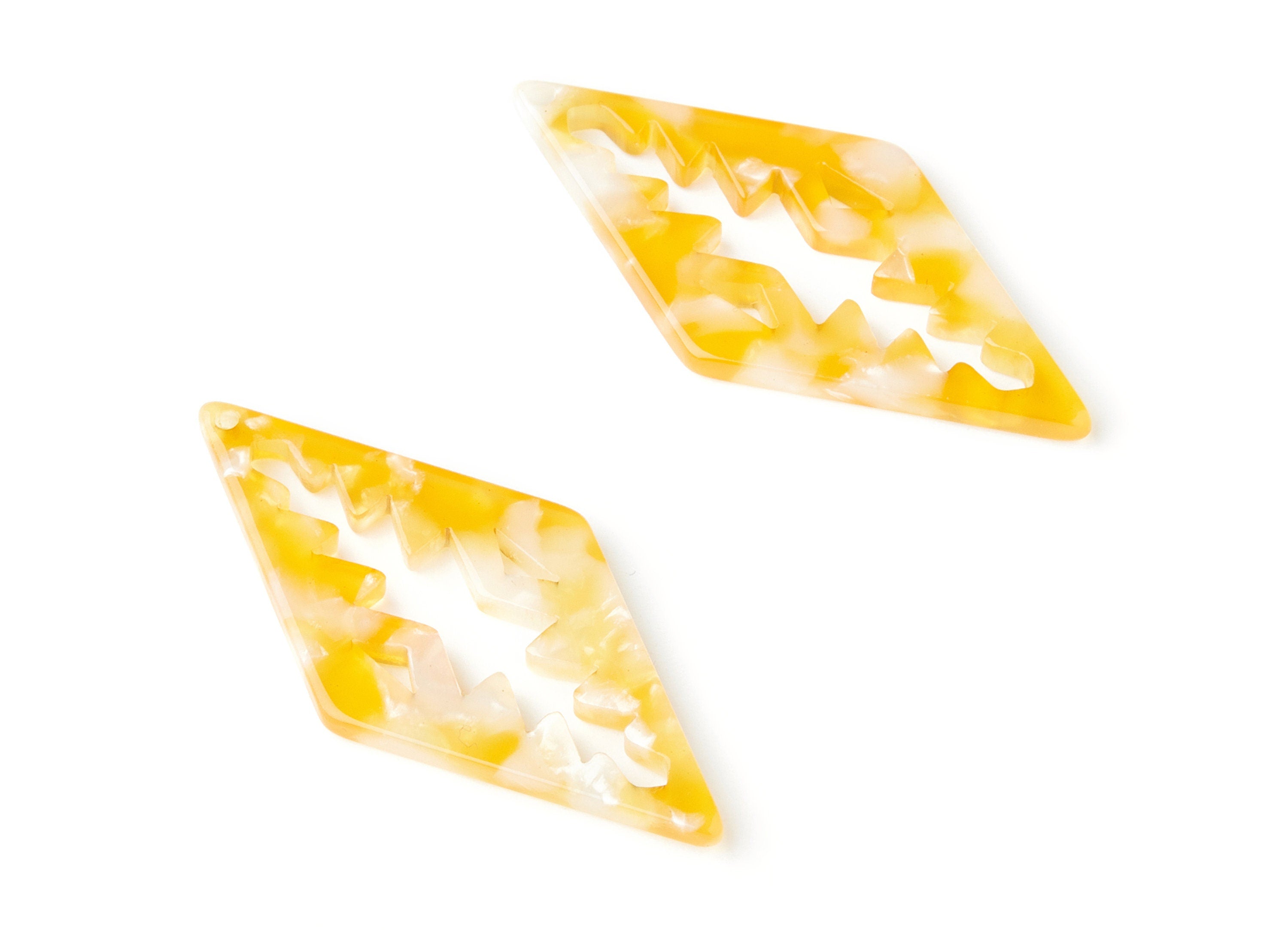 Acetate Rhombus Earring Charms - Rhombus Shaped Pendant - Earring Findings - Jewelry Supplies - Color Code: A43 - 50.3x24.5x2.78mm - AC1373E - DOMEDBAZAAR