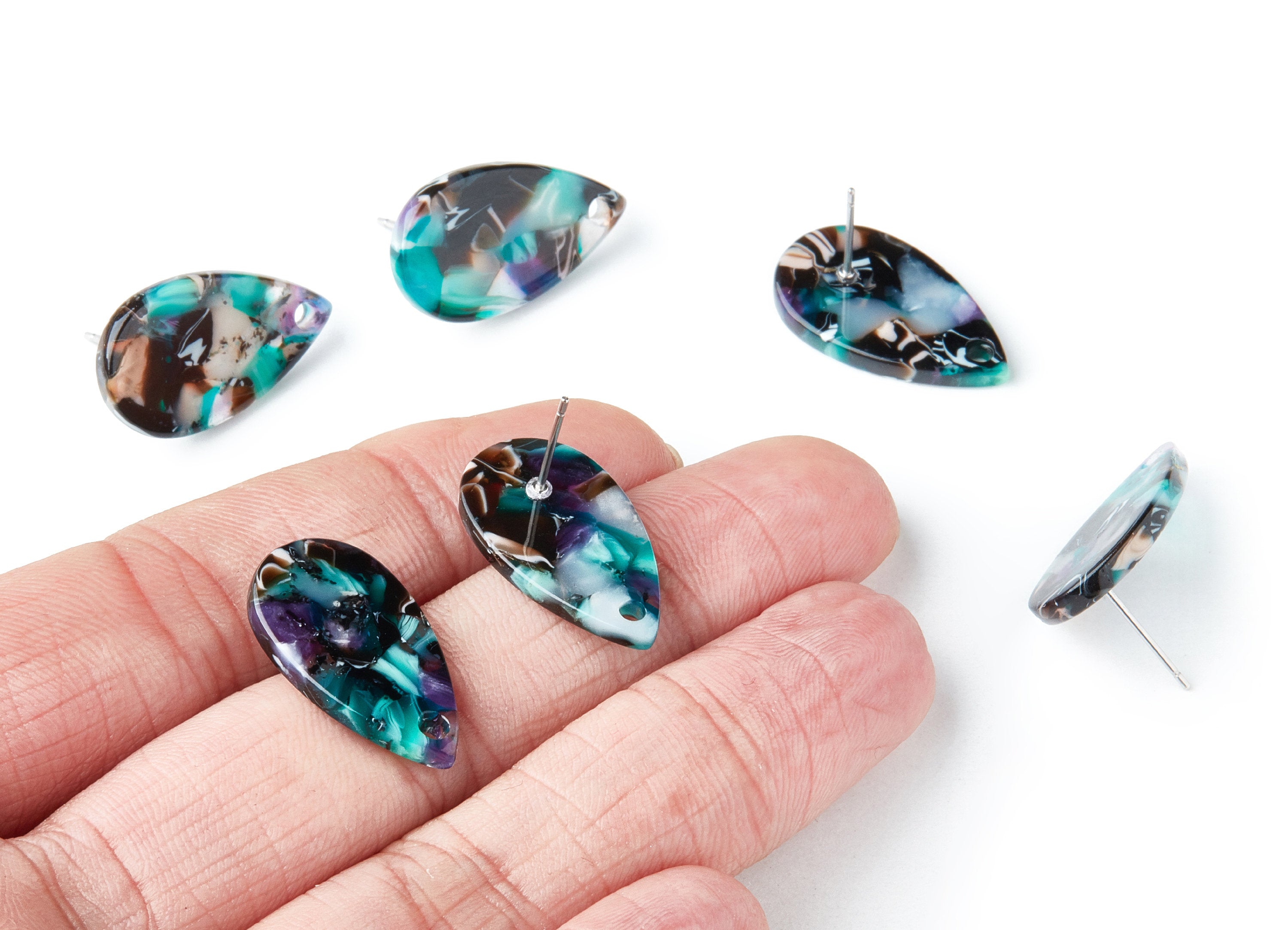 Acetate Acrylic Earring Drop Post - Drop Shaped Stud - Earring Post - Jewelry Supplies - Color Code: A54 - 23.45x13.68x2.44mm - AC1321E - DOMEDBAZAAR