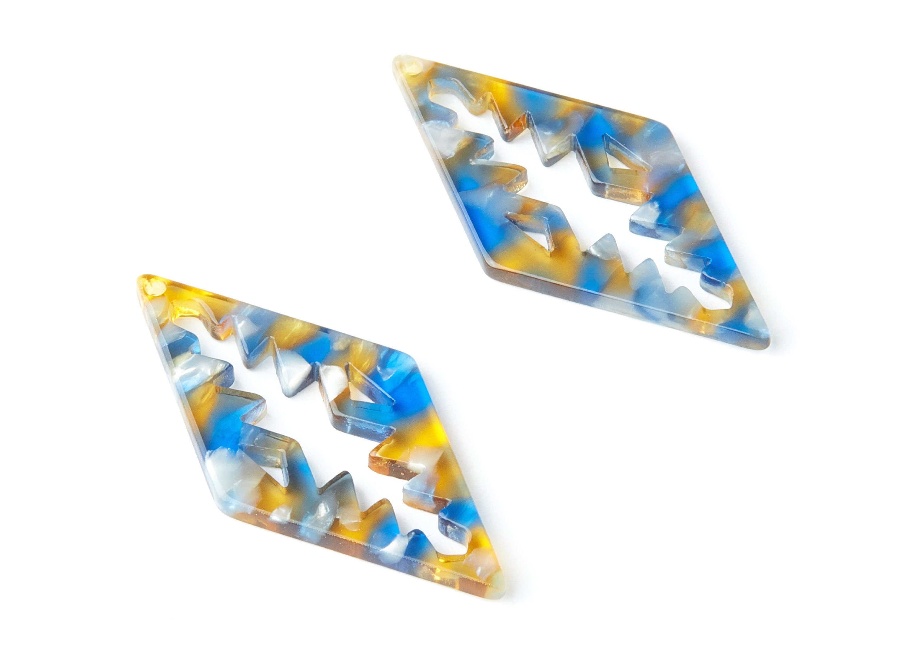 Acetate Rhombus Earring Charms - Rhombus Shaped Pendant - Earring Findings - Jewelry Supplies - Color Code: A40 - 50.3x24.5x2.78mm - AC1373G - DOMEDBAZAAR