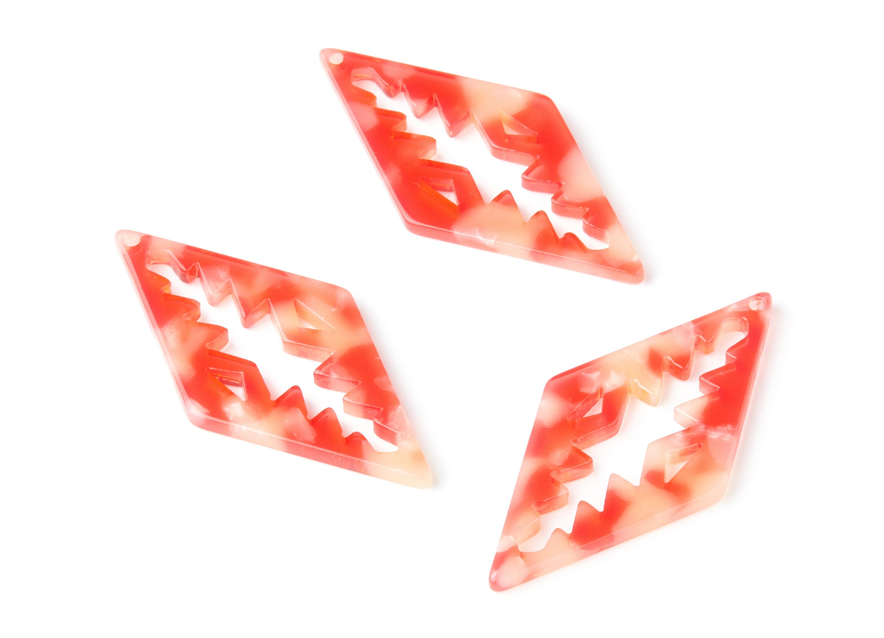 Acetate Rhombus Earring Charms - Rhombus Shaped Pendant - Earring Findings - Jewelry Supplies - Color Code: A34 - 50.3x24.5x2.78mm - AC1373J - DOMEDBAZAAR