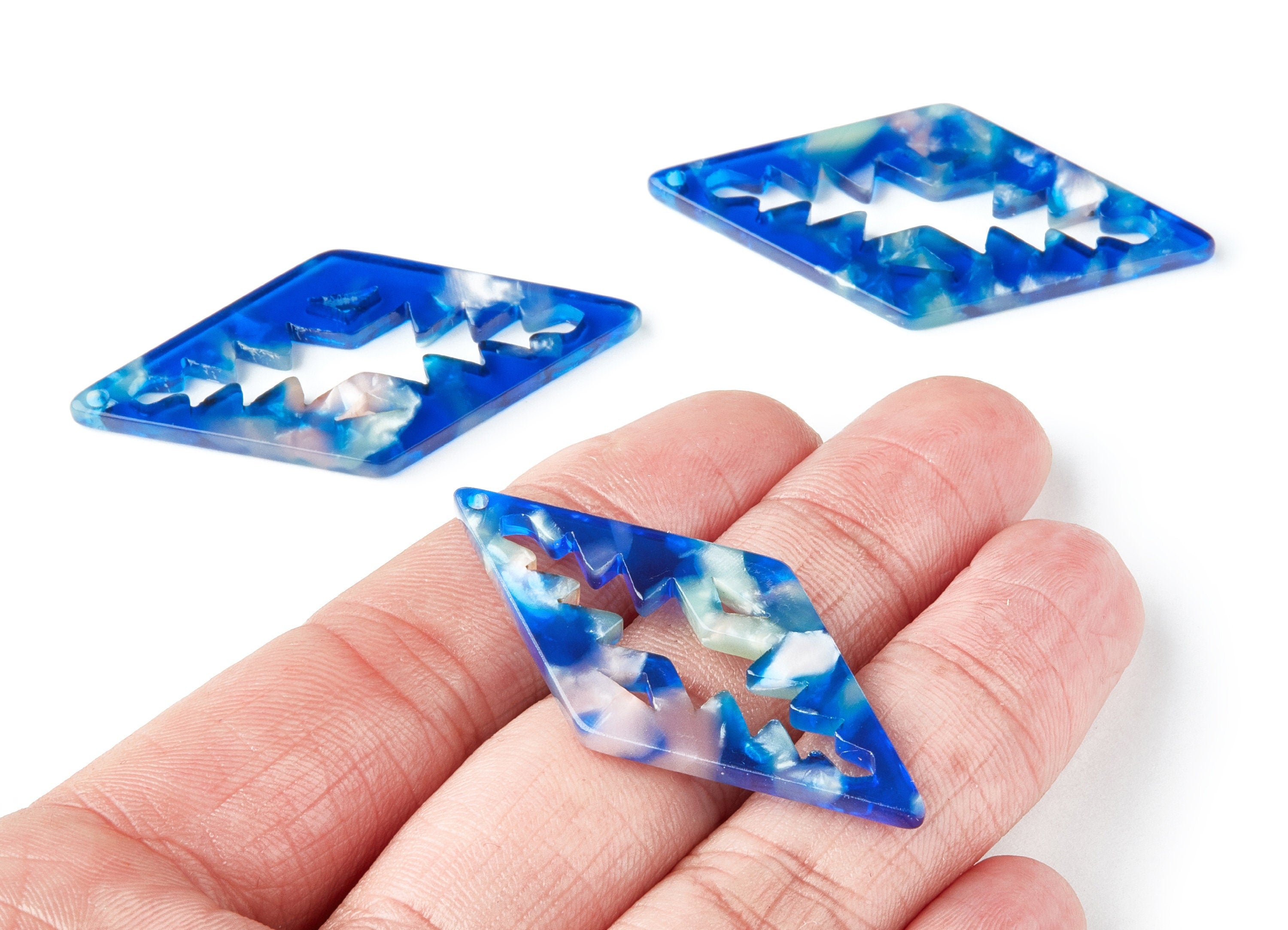 Acetate Rhombus Earring Charms - Rhombus Shaped Pendant - Earring Findings - Jewelry Supplies - Color Code: A37 - 50.3x24.5x2.78mm - AC1373N - DOMEDBAZAAR