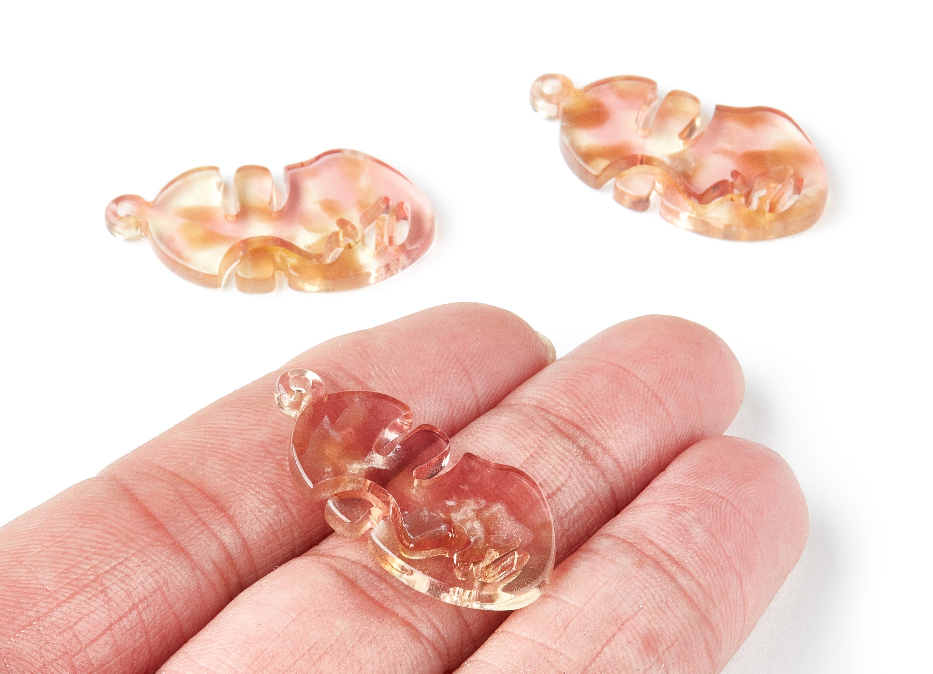 Acetate Face Earring Charms - Face Shaped Pendant - Earring Findings - Jewelry Supplies - Color Code:A45 - 33.56x17.33x2.94mm - AC1369P - DOMEDBAZAAR