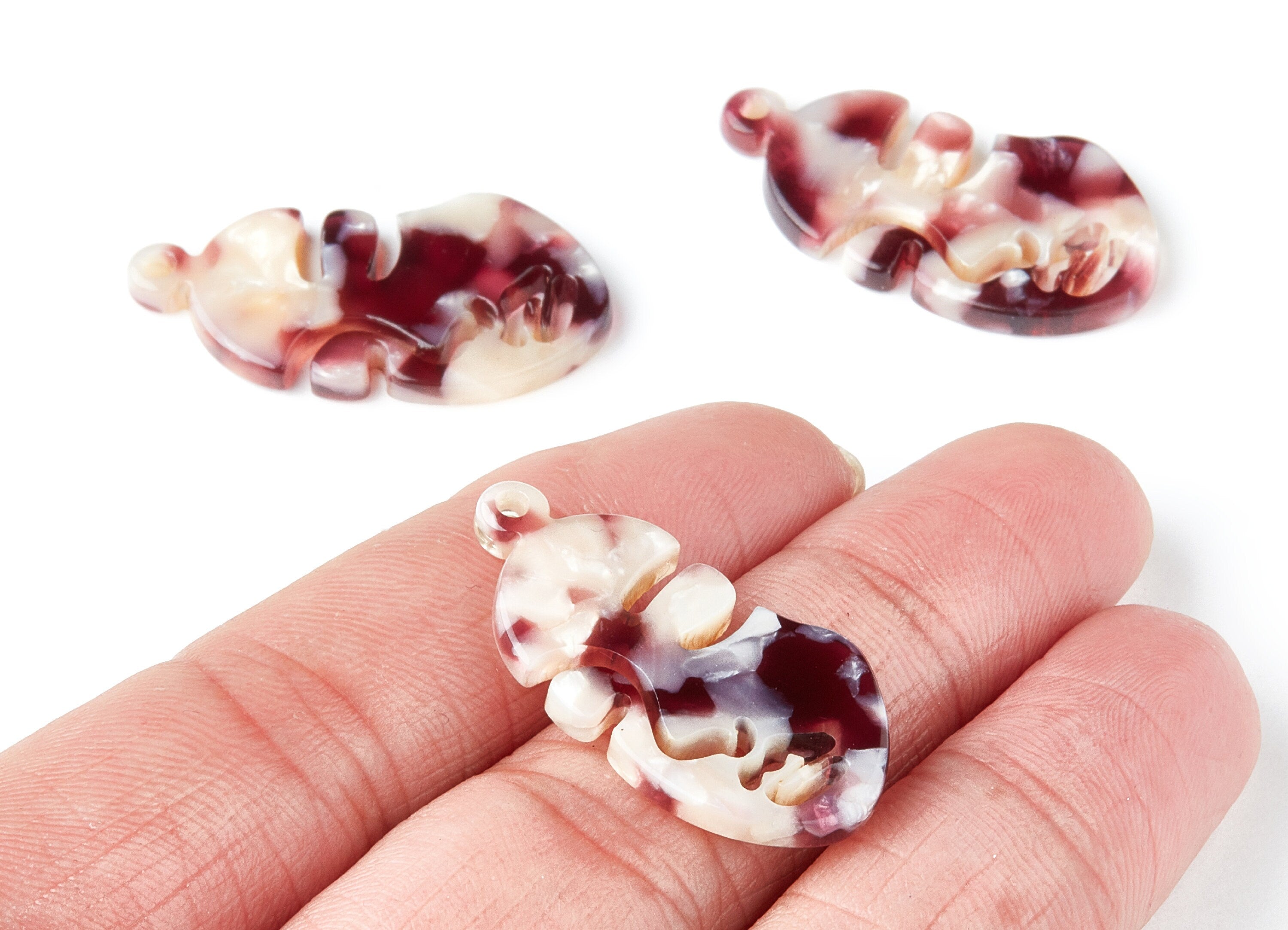 Acetate Face Earring Charms - Face Shaped Pendant - Earring Findings - Jewelry Supplies - Color Code:A42 - 33.56x17.33x2.94mm - AC1369T - DOMEDBAZAAR