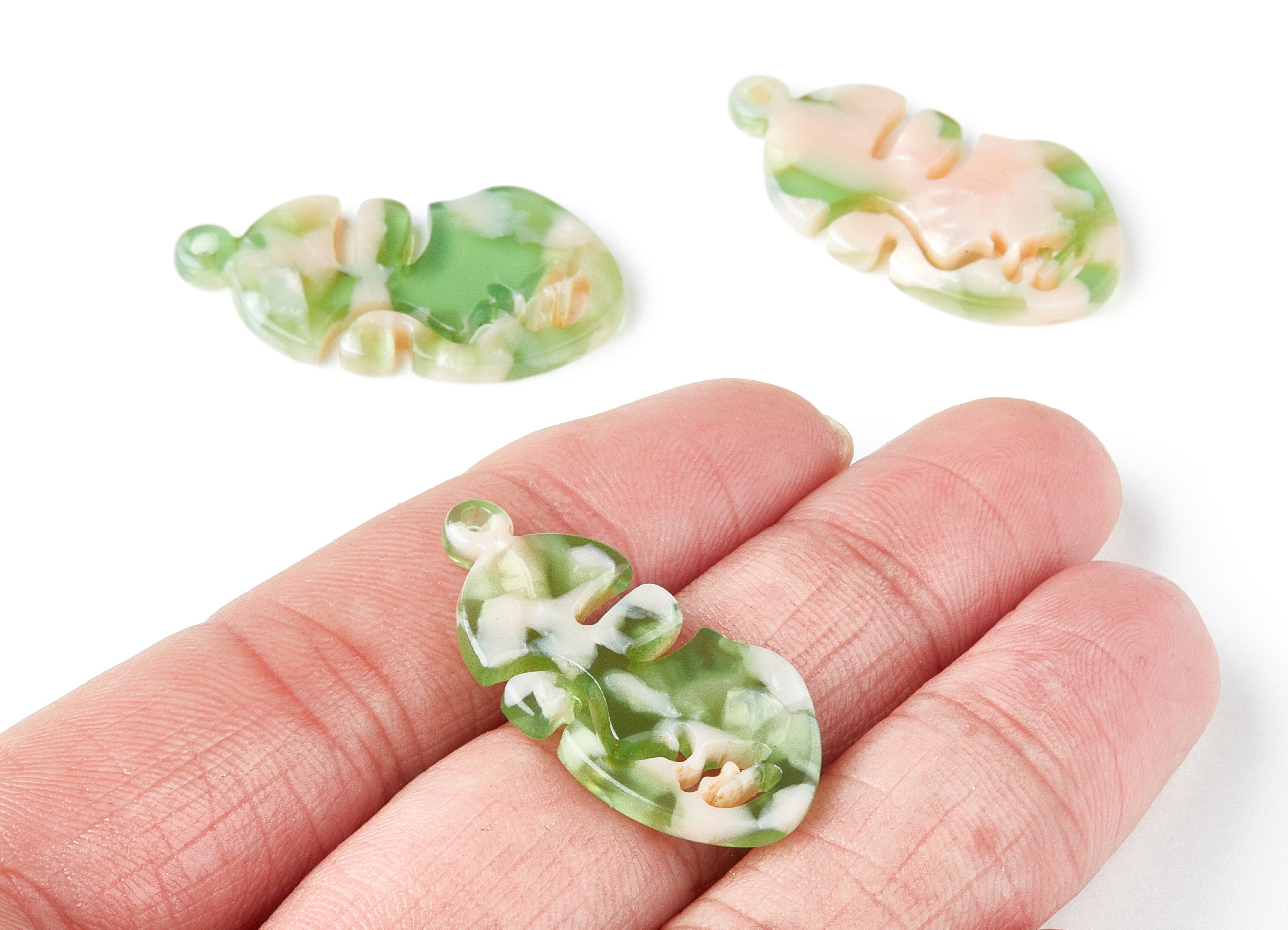Acetate Face Earring Charms - Face Shaped Pendant - Earring Findings - Jewelry Supplies - Color Code:A38 - 33.56x17.33x2.94mm - AC1369U - DOMEDBAZAAR