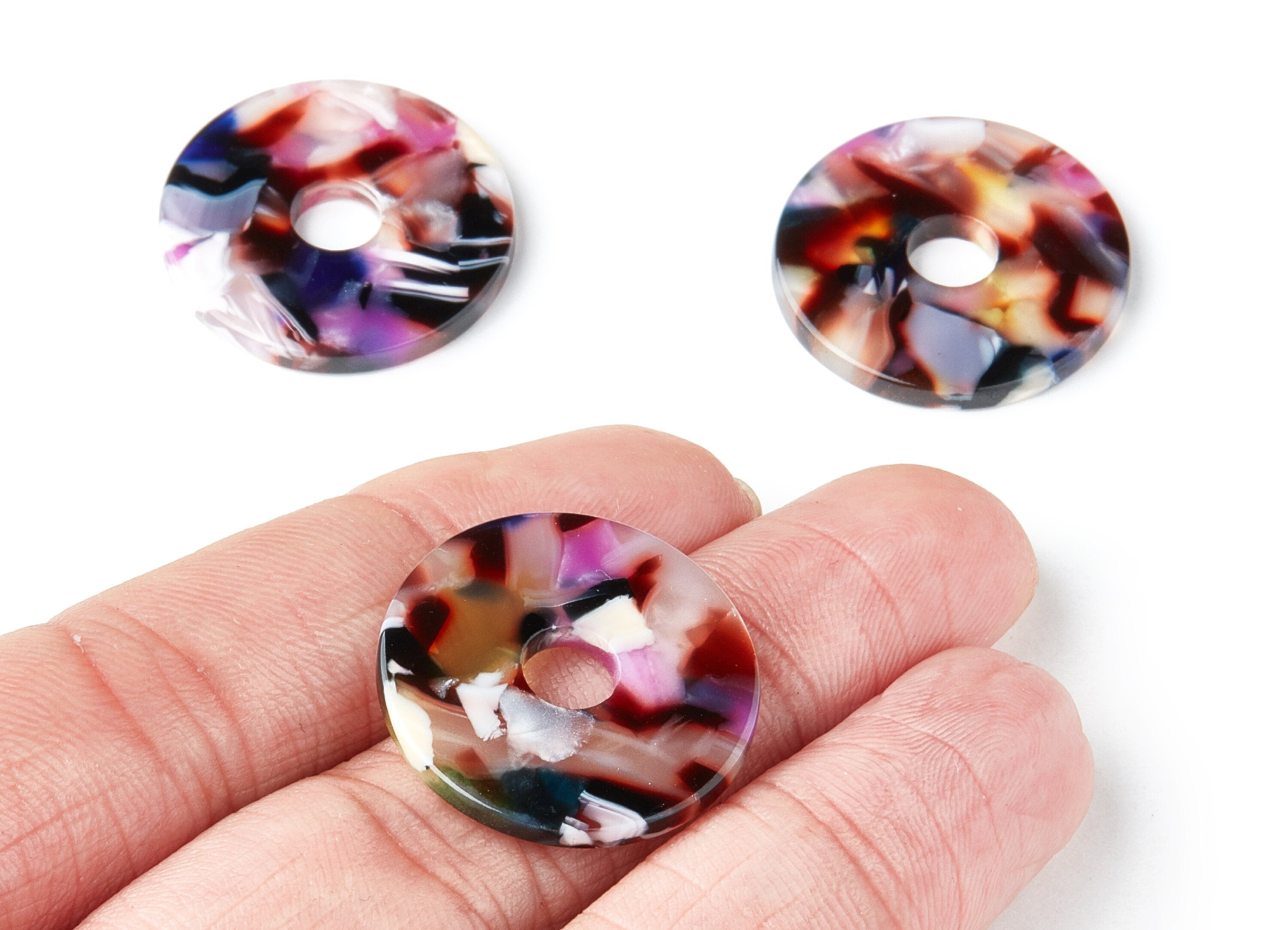 Acetate Coin Charms - Round Earring and Pendant - Earring Findings - Jewelry Supplys - Color Code: A11 - 24.75x24.75x2.6mm - AC1400B - DOMEDBAZAAR