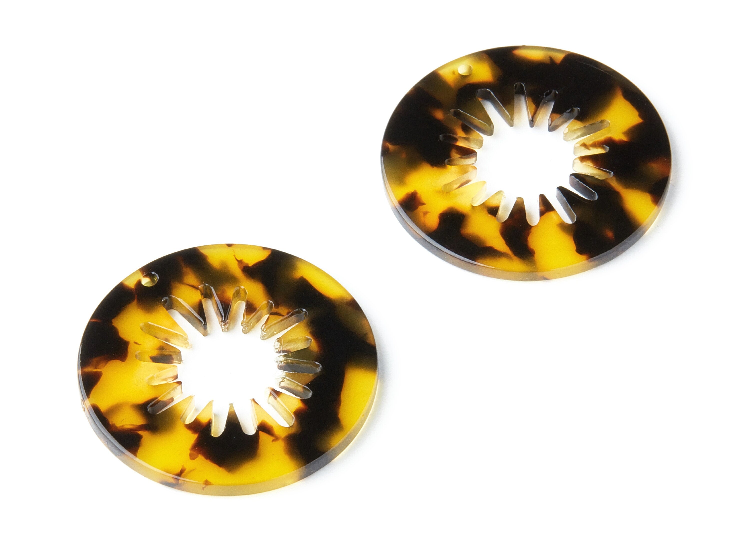 Acetate Acrylic Earring Charms - Tortoise Shell Earrings - Circle Shaped Pendant - Color Code: A02 - 34.6x34.6x2.6mm - AC1397F - DOMEDBAZAAR