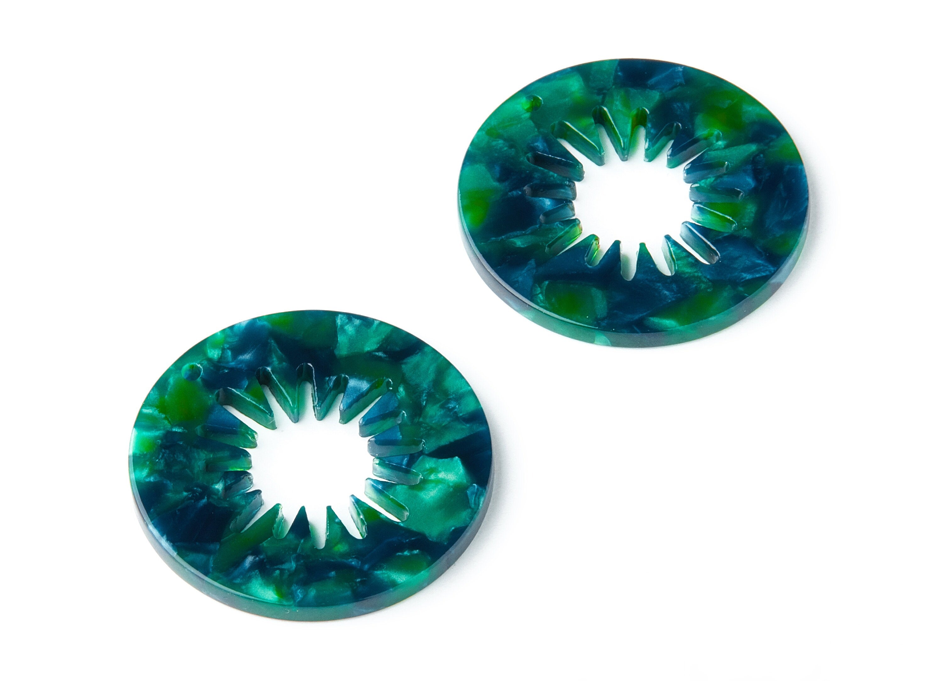 Acetate Circle Earring Charms - Circle Shaped Pendant - Earring Findings - Jewelry Supplies - Color Code: A13 - 34.6x34.6x2.6mm - AC1397C - DOMEDBAZAAR