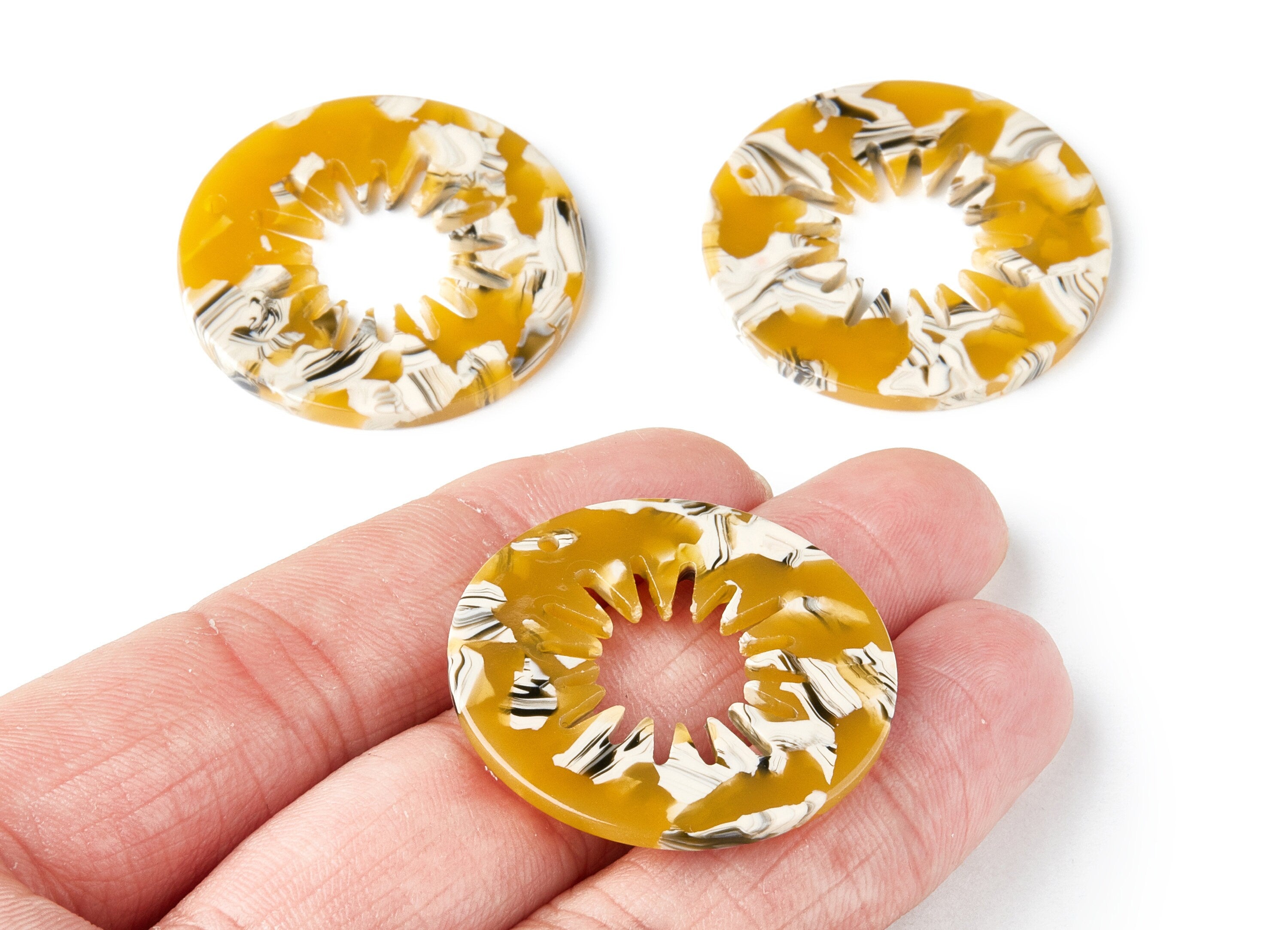 Acetate Circle Earring Charms - Circle Shaped Pendant - Earring Findings - Jewelry Supplies - Color Code: A14 - 34.6x34.6x2.6mm - AC1397A - DOMEDBAZAAR