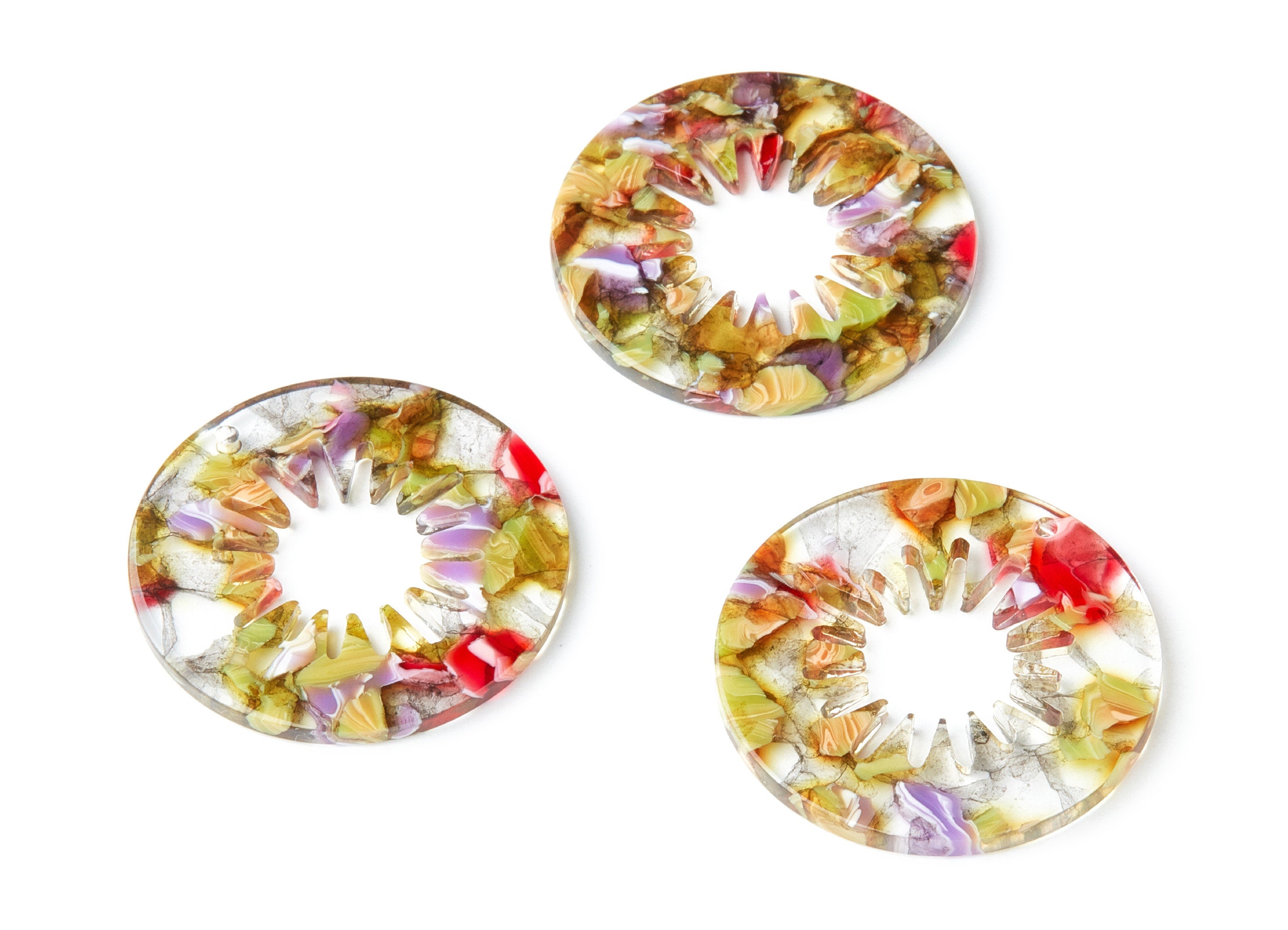 Acetate Circle Earring Charms - Circle Shaped Pendant - Earring Findings - Jewelry Supplies - Color Code: A242 - 34.6x34.6x2.6mm - AC1397E - DOMEDBAZAAR