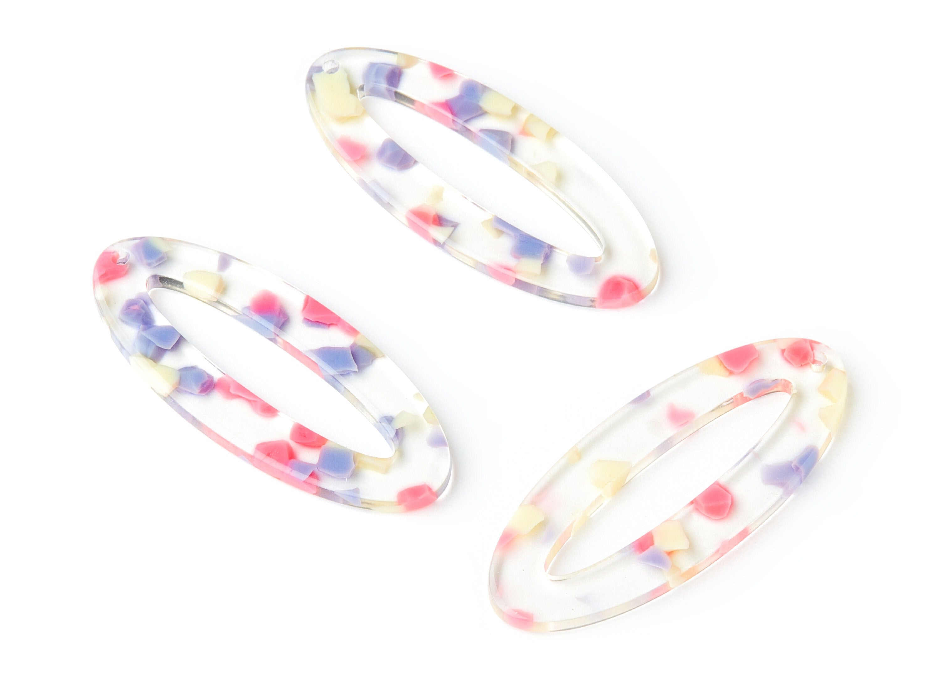 Acetate Oval Earring Charms - Oval Shaped Pendant - Earring Findings - Jewelry Supplies - Color Code: A168 - 49.63x20.7x2.62mm - AC1398C - DOMEDBAZAAR