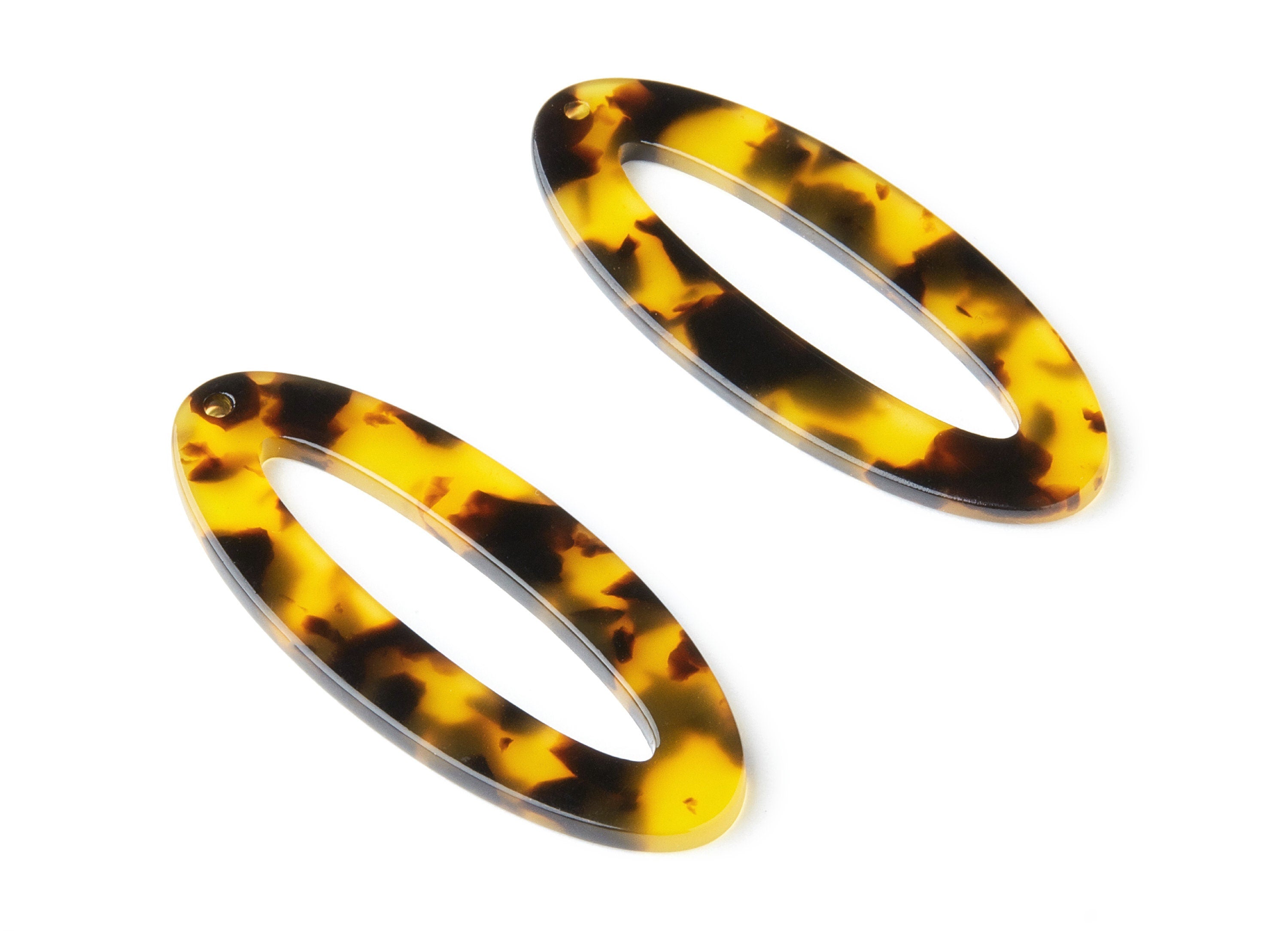 Acetate Acrylic Earring Charms - Tortoise Shell Earrings - Oval Pendant - Jewelry Supplies - Color Code: A02 - 49.63x20.7x2.62mm - AC1398E - DOMEDBAZAAR