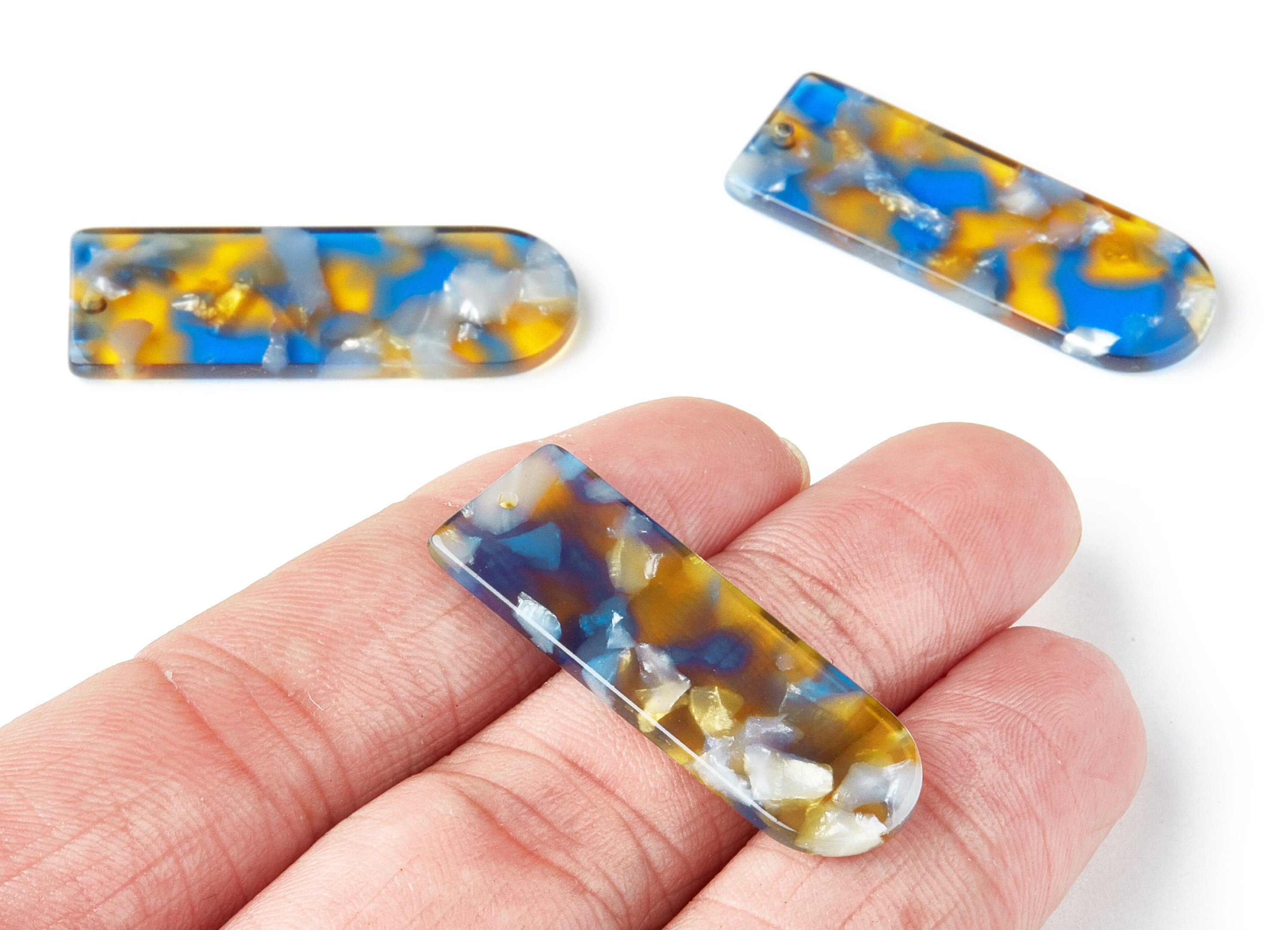 Acetate D Earring Charms - D Shaped Pendant - Earring Findings - Jewelry Supplies - Color Code: A40 - 36.7x12.8x2.9mm - AC1365B - DOMEDBAZAAR