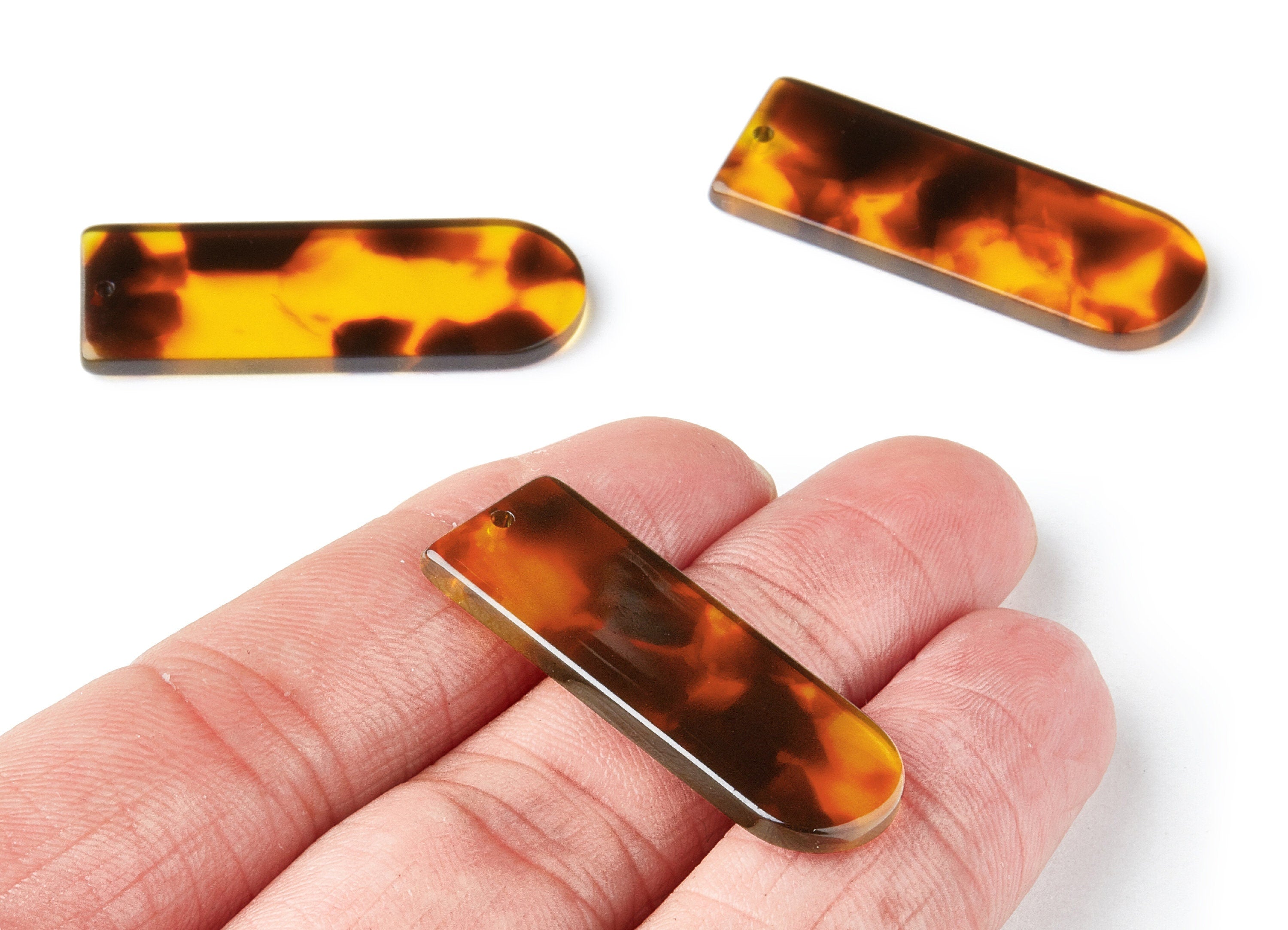 Acetate Acrylic Earring Charms - Tortoise Shell Earrings - D Shaped Pendant - Color Code: A05 - 36.7x12.8x2.9mm - AC1365C - DOMEDBAZAAR