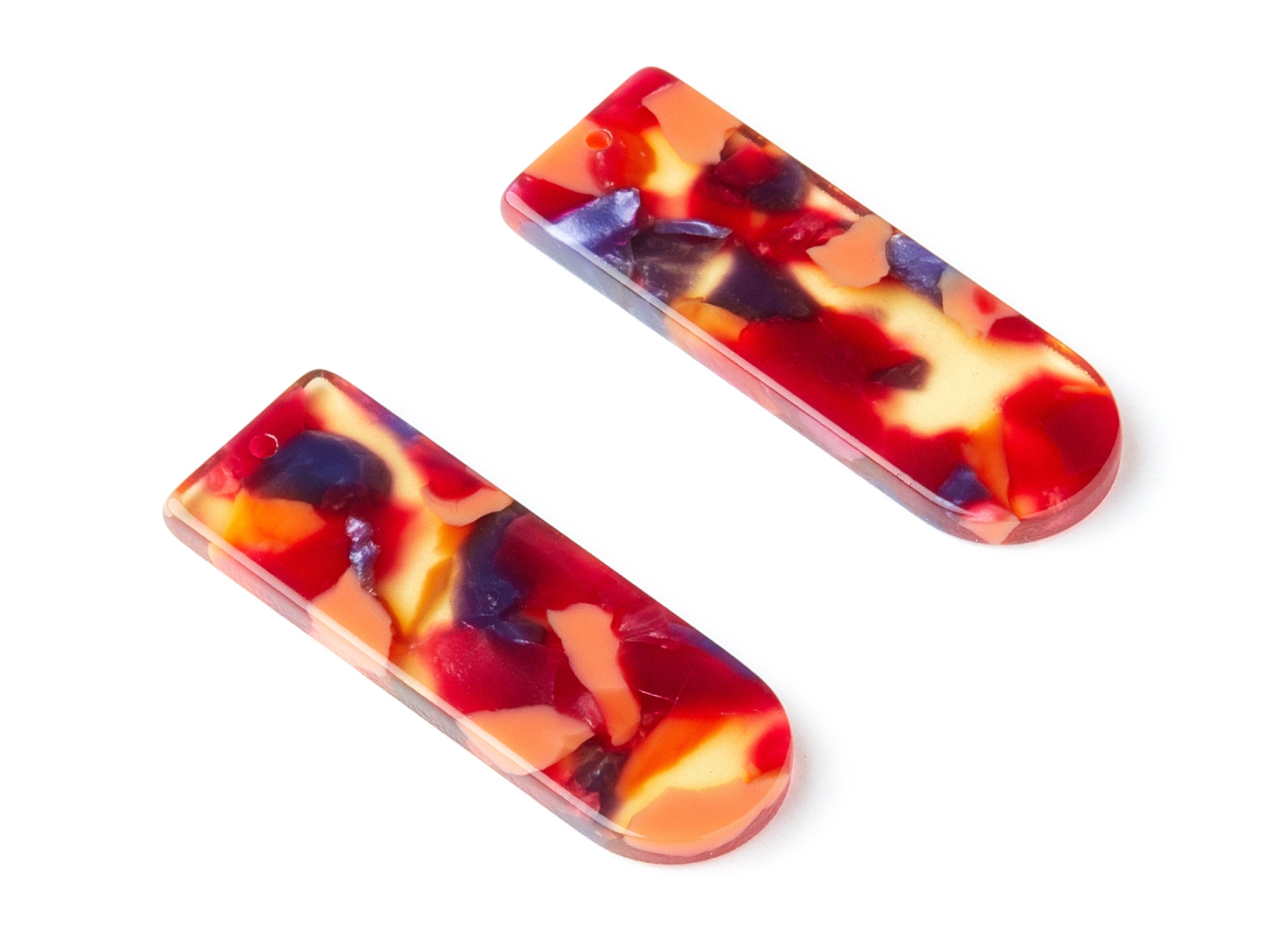Acetate D Earring Charms - D Shaped Pendant - Earring Findings - Jewelry Supplies - Color Code: A44 - 36.7x12.8x2.9mm - AC1365F - DOMEDBAZAAR