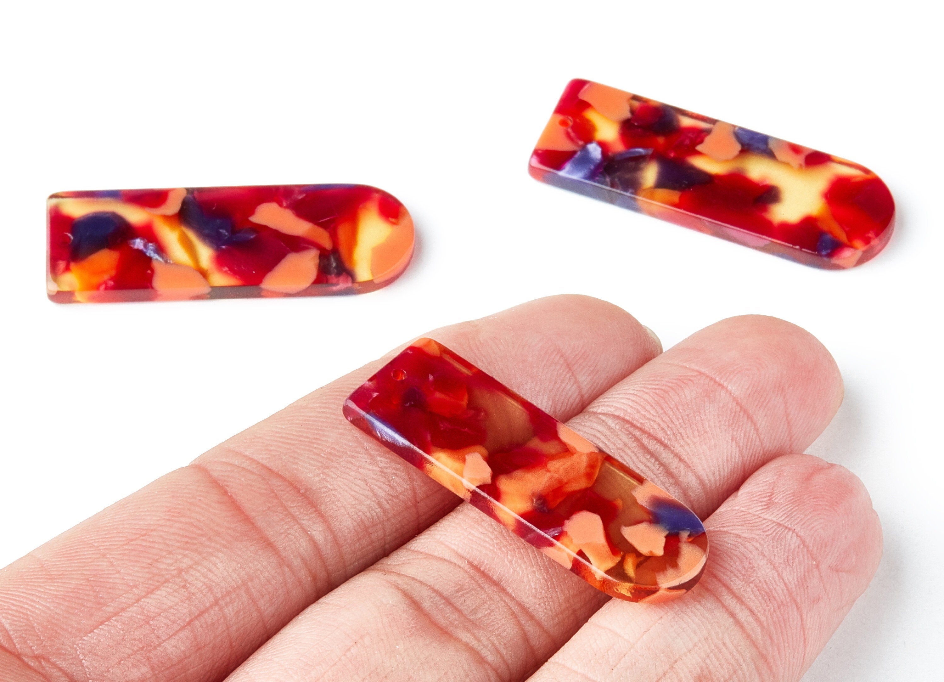 Acetate D Earring Charms - D Shaped Pendant - Earring Findings - Jewelry Supplies - Color Code: A44 - 36.7x12.8x2.9mm - AC1365F - DOMEDBAZAAR