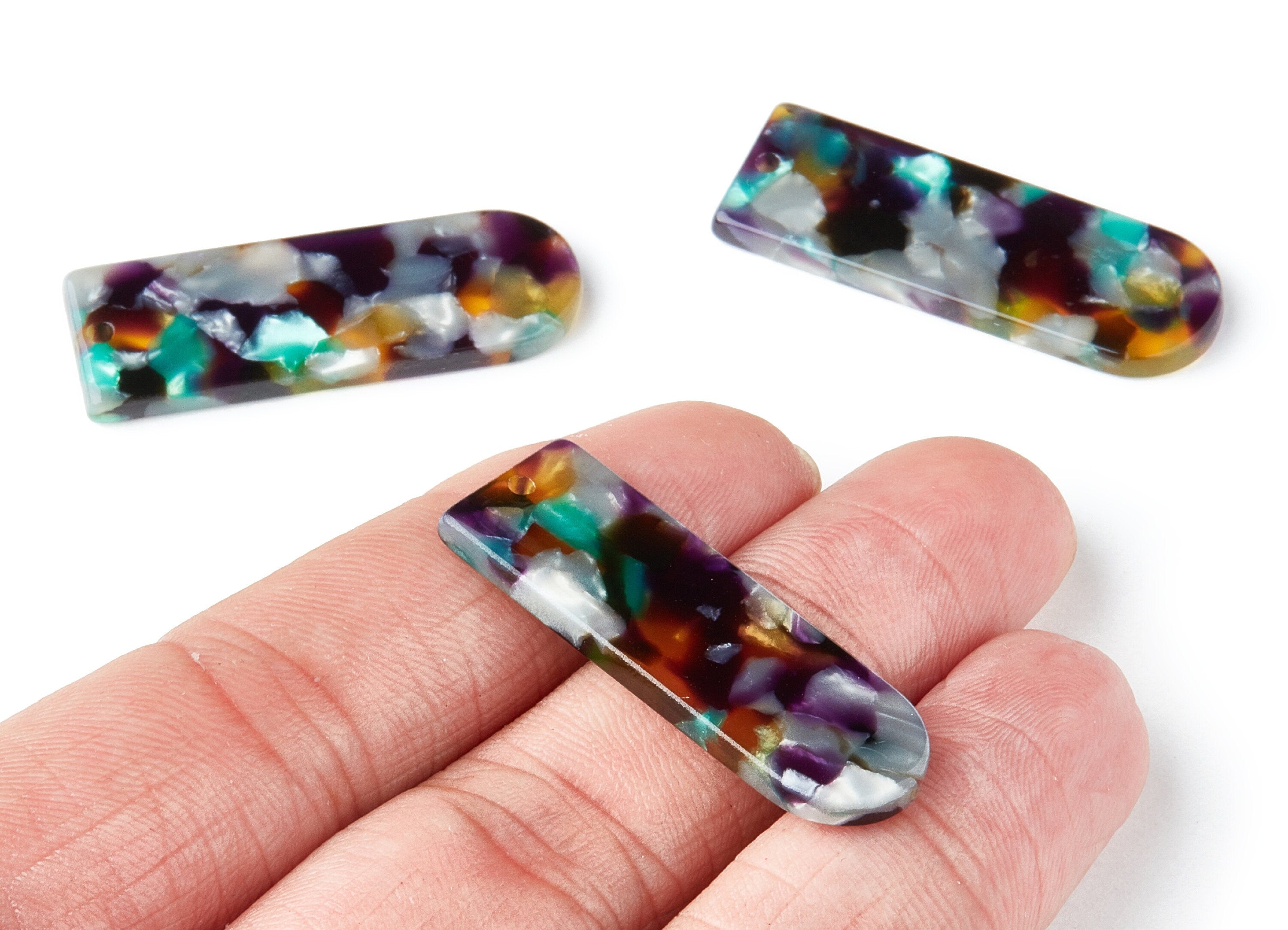 Acetate D Earring Charms - D Shaped Pendant - Earring Findings - Jewelry Supplies - Color Code: A50 - 36.7x12.8x2.9mm - AC1365T - DOMEDBAZAAR