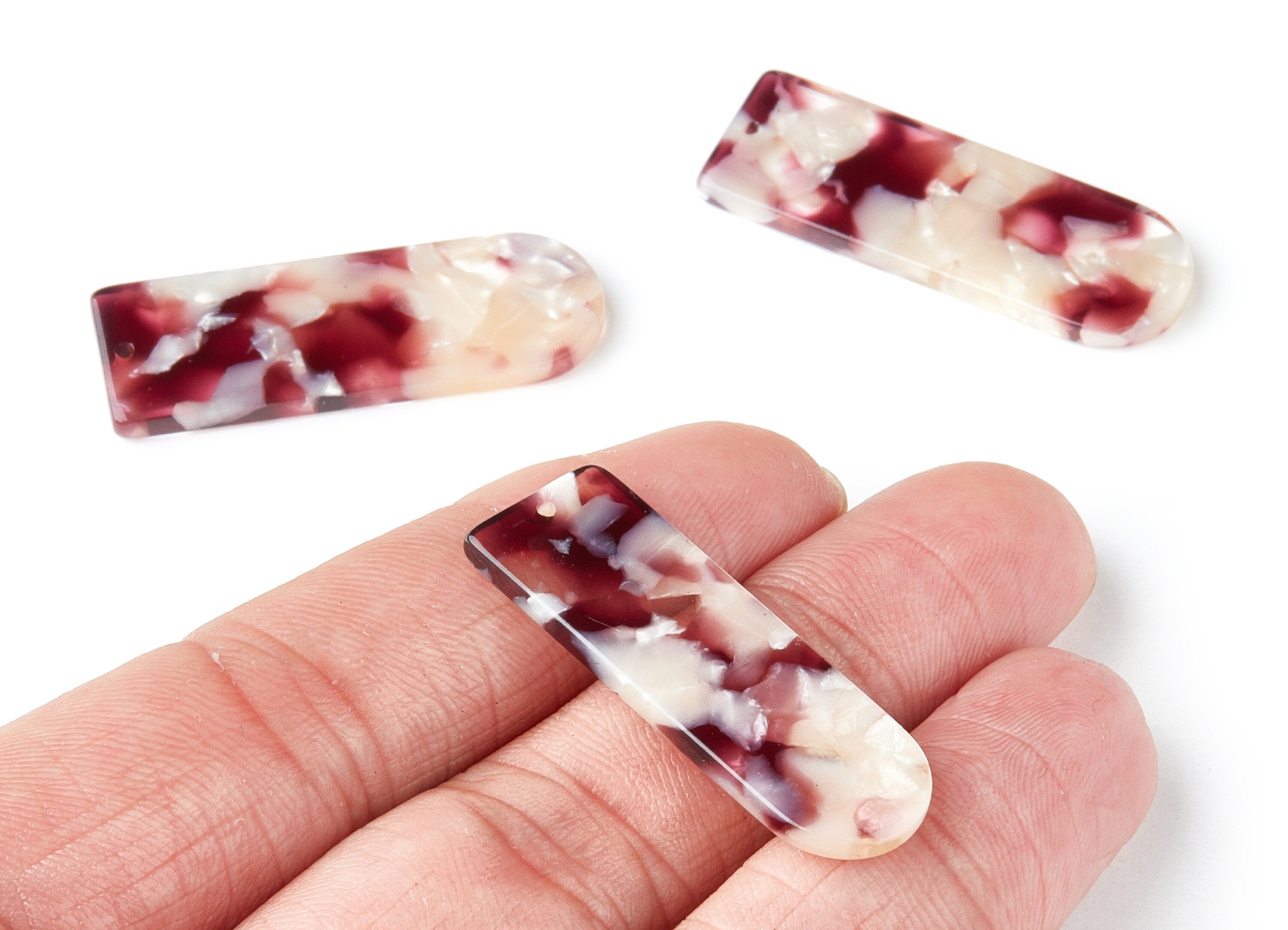 Acetate D Earring Charms - D Shaped Pendant - Earring Findings - Jewelry Supplies - Color Code: A42 - 36.7x12.8x2.9mm - AC1365S - DOMEDBAZAAR