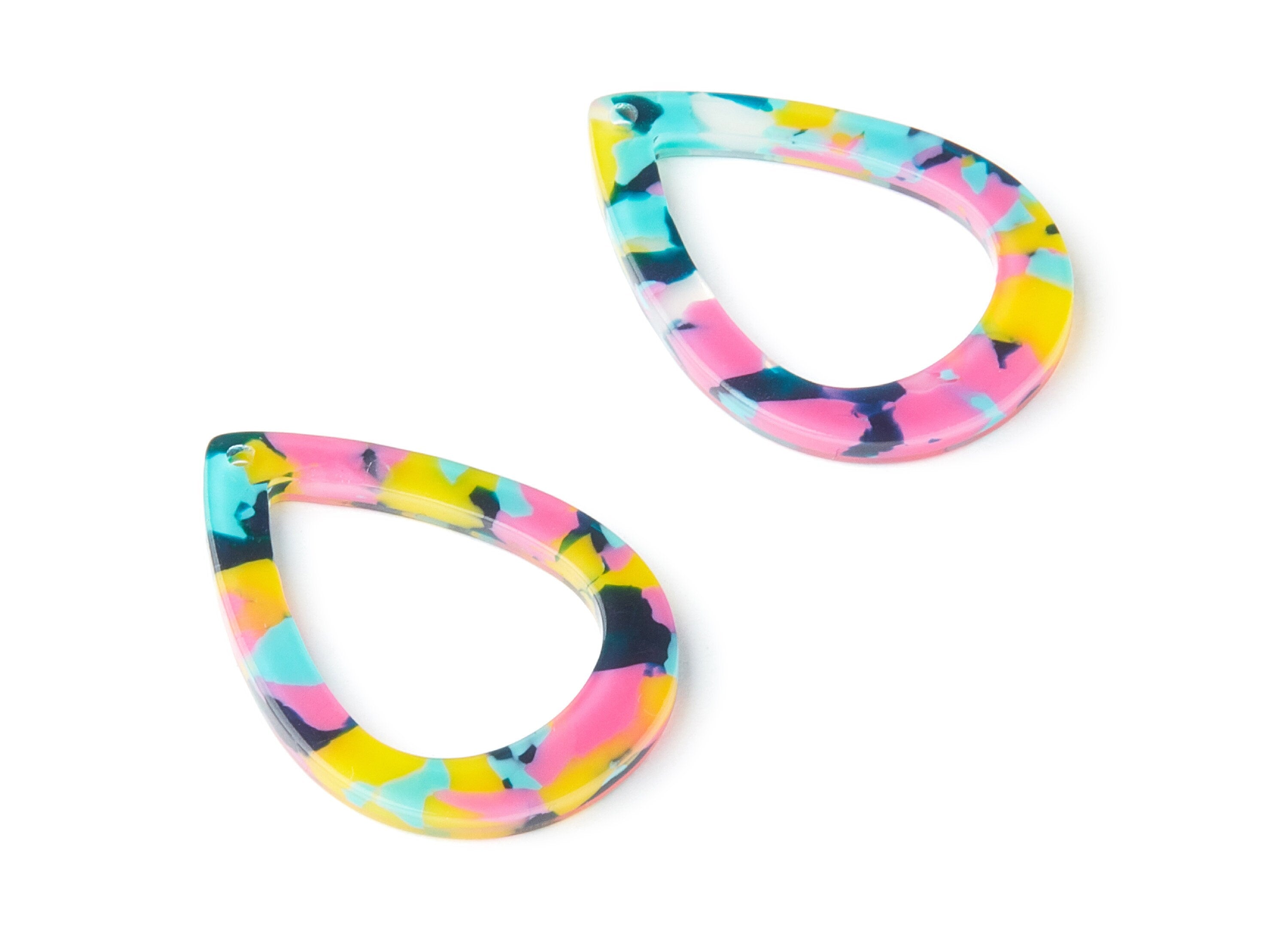 Acetate Drop Charms - Drop Earrings and Pendant - Earring Findings - Jewelry Supplies - Color Code:A111 - 30.95x21.94x2.4mm - AC1023J - DOMEDBAZAAR