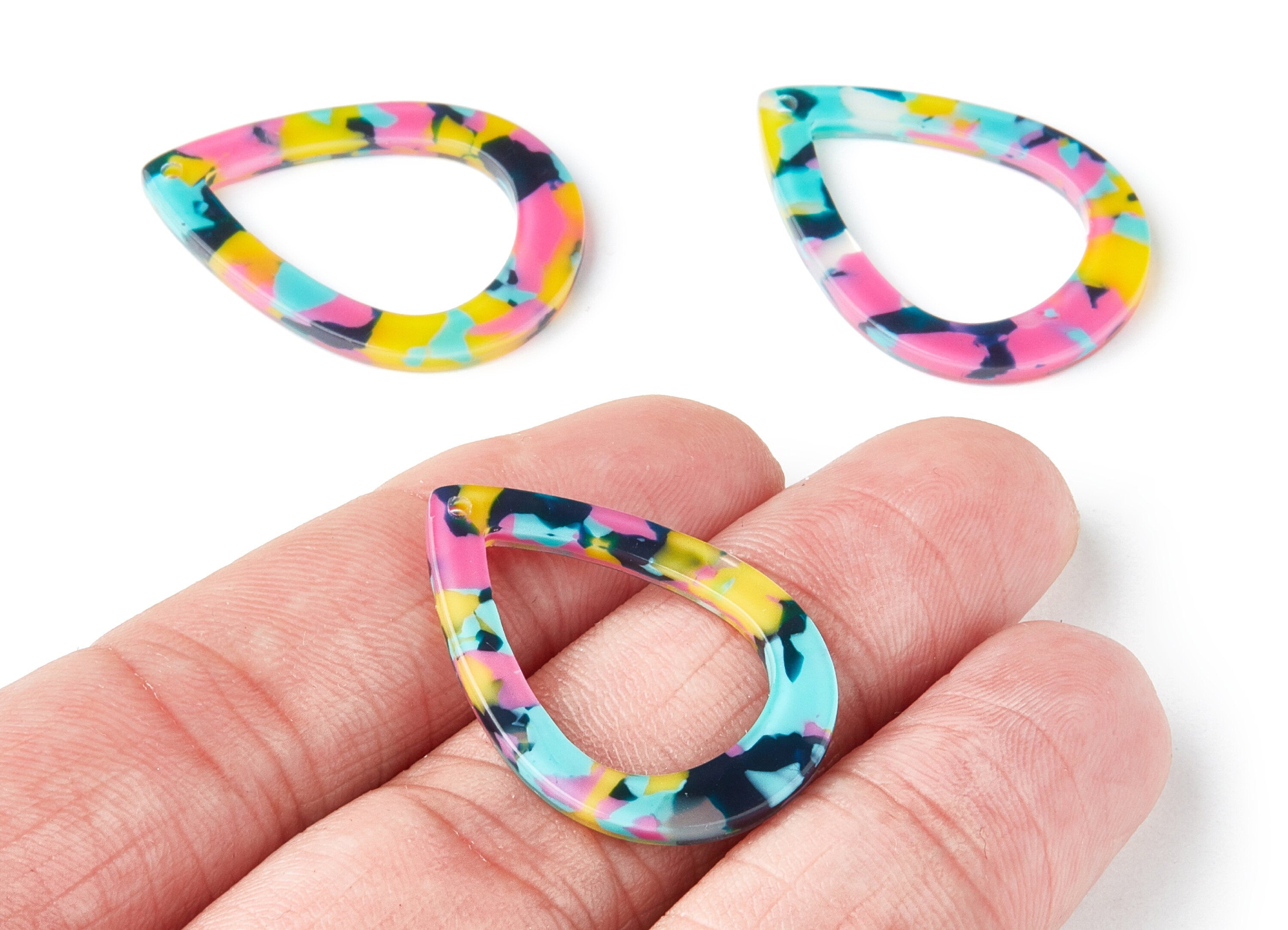 Acetate Drop Charms - Drop Earrings and Pendant - Earring Findings - Jewelry Supplies - Color Code:A111 - 30.95x21.94x2.4mm - AC1023J - DOMEDBAZAAR