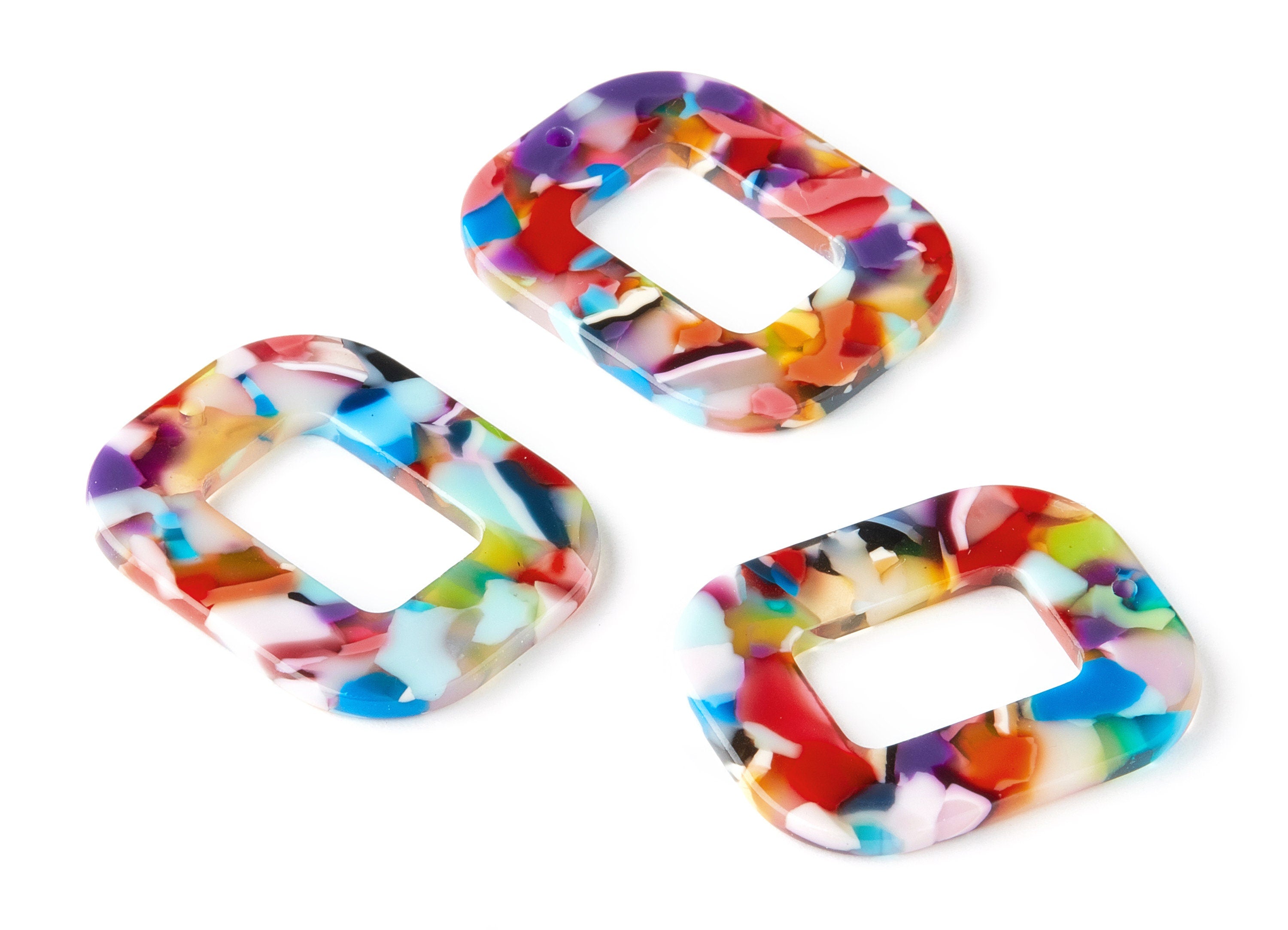 Acetate Rectangle Charms - Rectangle Earrings and Pendant - Earring Findings  - Color Code: A21 - 32.4x26.5x2.47mm - AC1080K - DOMEDBAZAAR