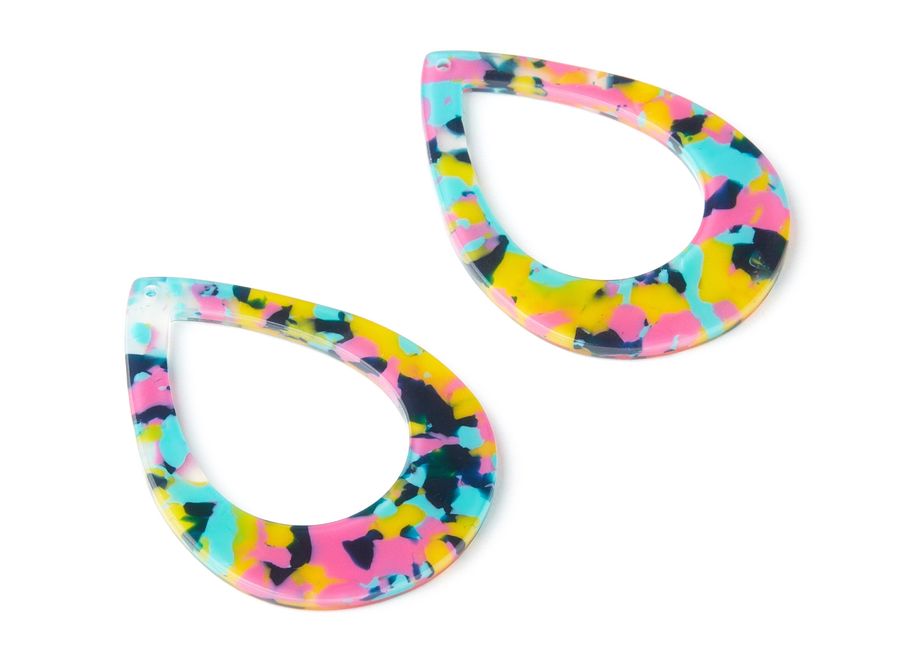 Acetate Drop Charms - Drop Earrings and Pendant - Earring Findings - Jewellery Supplies - Color Code:A111 - 46.64x33.17x2.37mm - AC1022R - DOMEDBAZAAR
