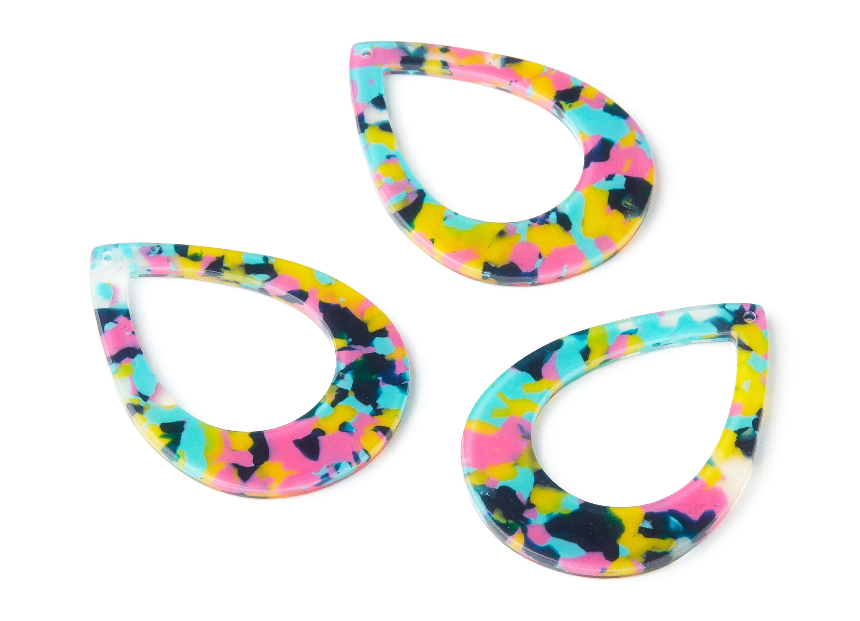 Acetate Drop Charms - Drop Earrings and Pendant - Earring Findings - Jewellery Supplies - Color Code:A111 - 46.64x33.17x2.37mm - AC1022R - DOMEDBAZAAR