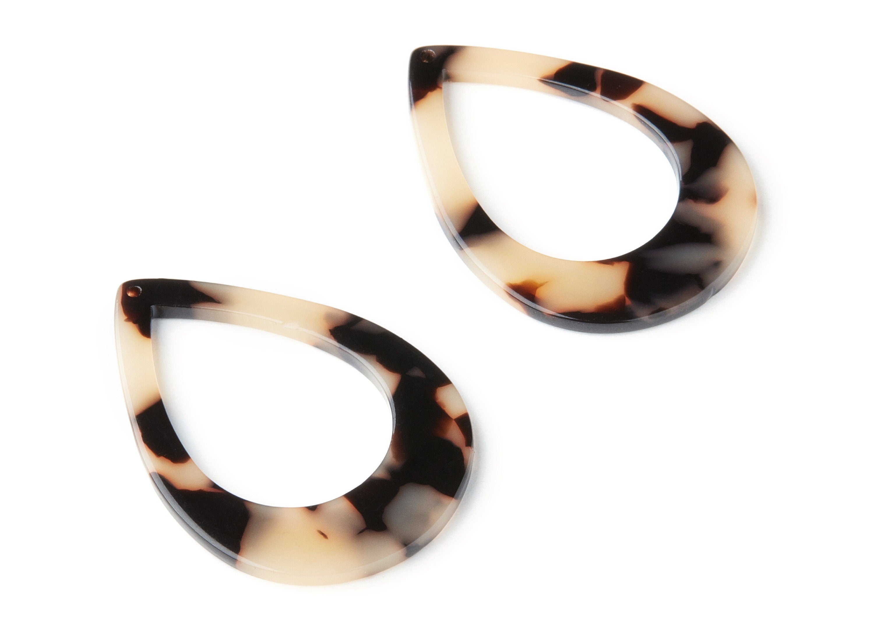 Acetate Drop Charms - Blonde Tortoise Shell Earrings - Drop Earrings and Pendant - Color Code:A369 - 46.64x33.17x2.37mm - AC1022-A369 - DOMEDBAZAAR