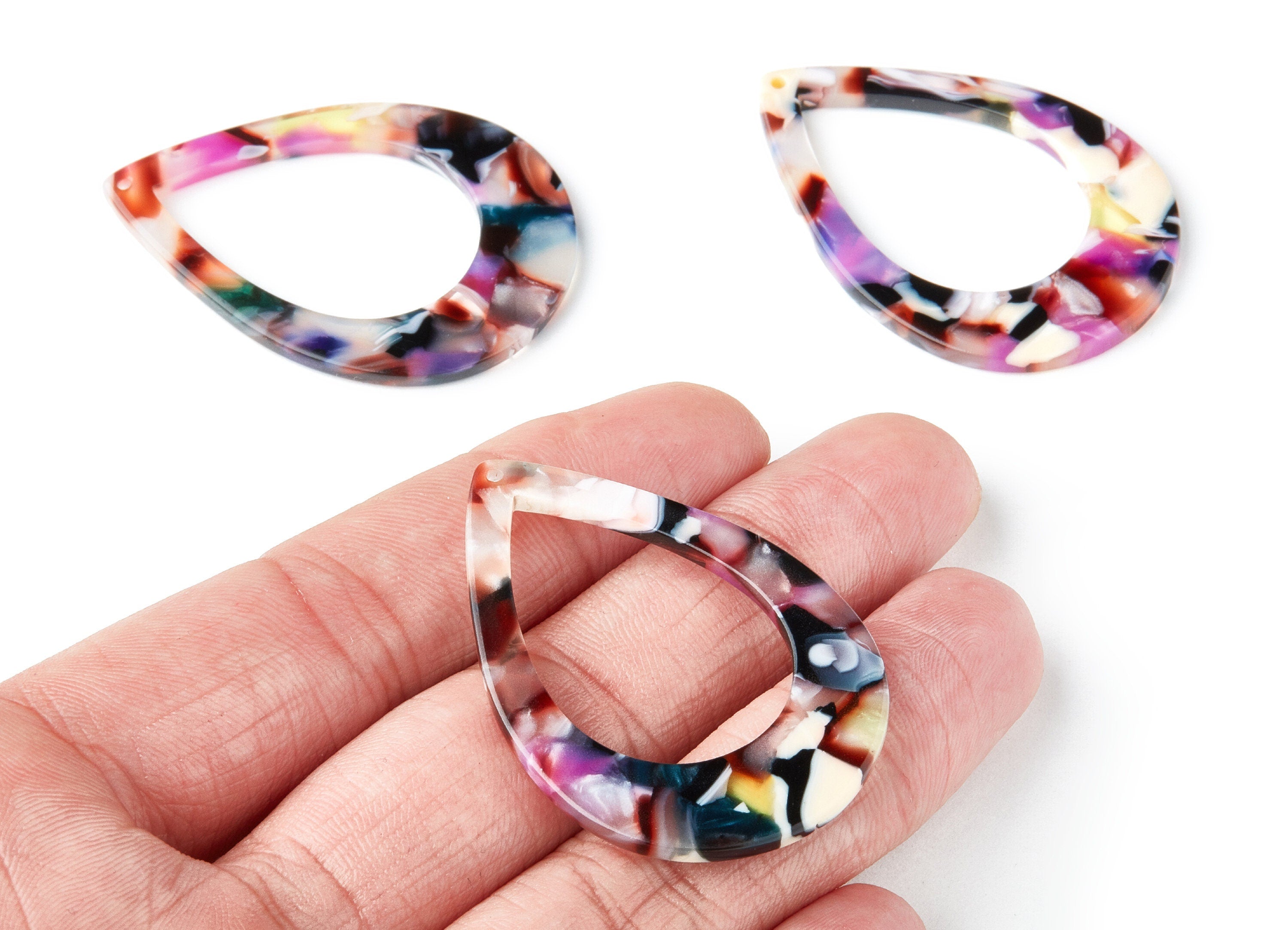 Acetate Drop Charms - Drop Earrings and Pendant - Earring Findings - Jewelry Supplies - Color Code:A11 - 46.64x33.17x2.37mm - AC1022V - DOMEDBAZAAR