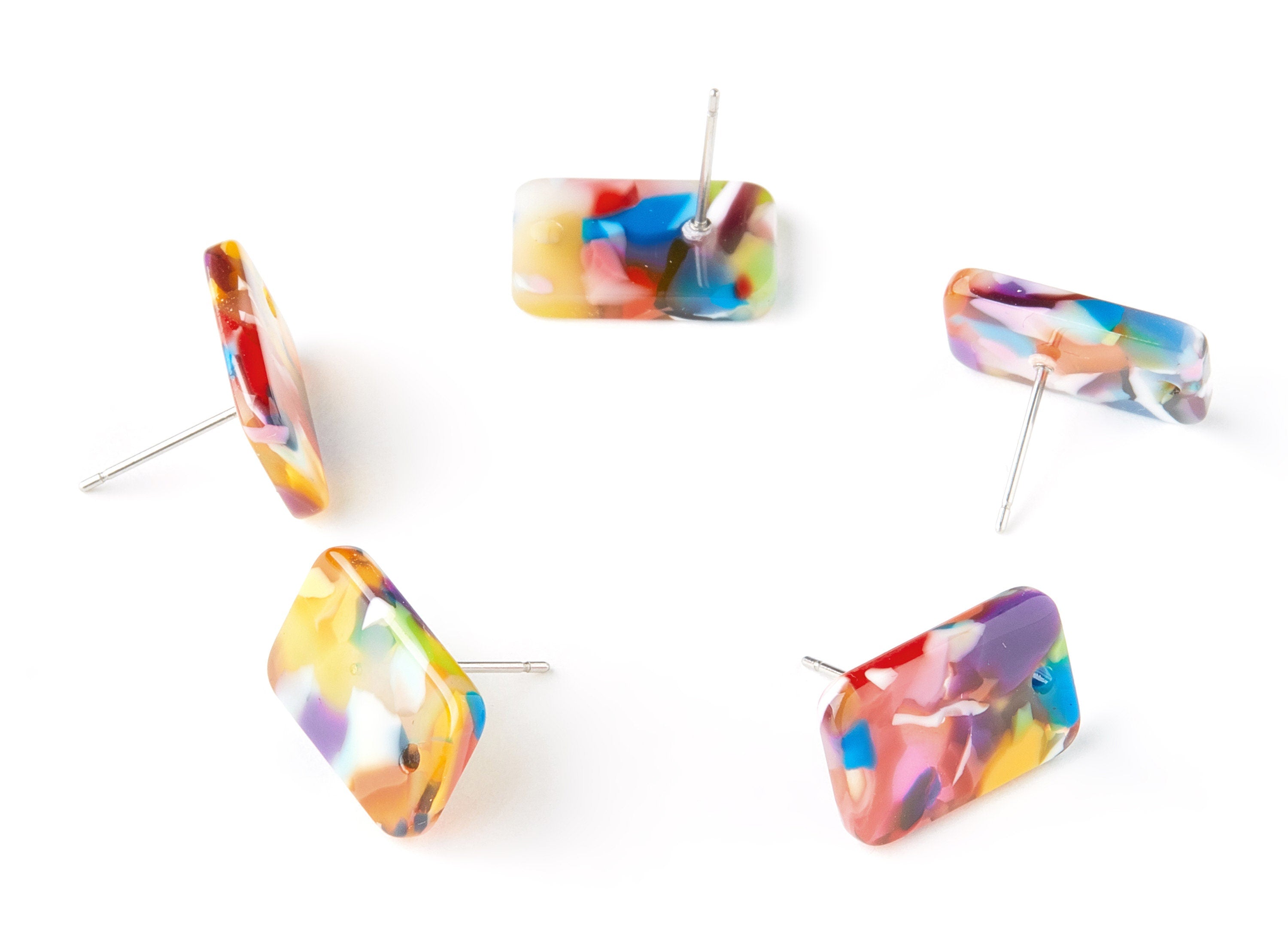 Acetate Acrylic Earring Post Charms - Stud Earring Charms - Square Shaped Earrings - Color Code: A21 - 16.9x10.9x2.7mm - AC1579-A21 - DOMEDBAZAAR