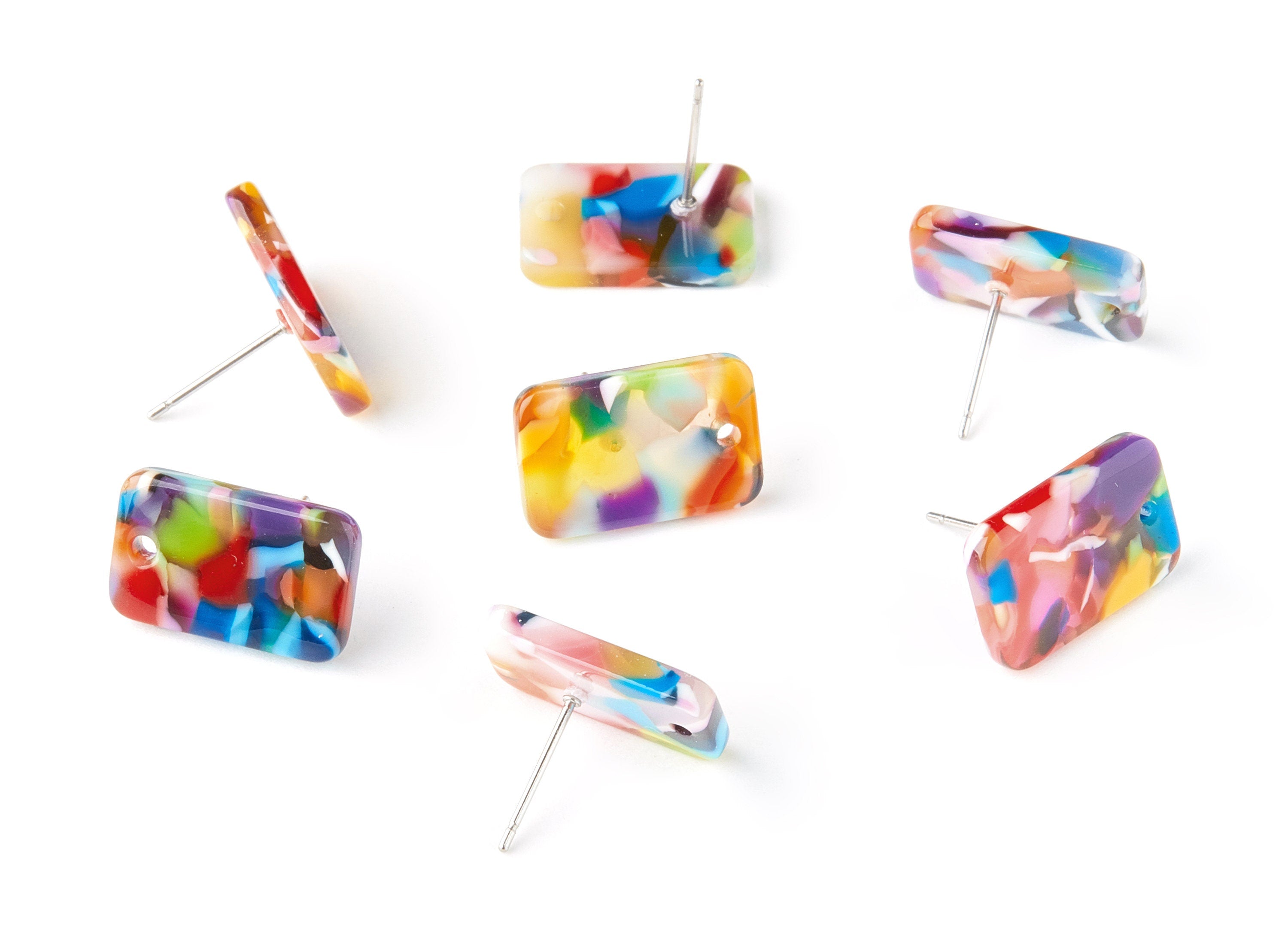 Acetate Acrylic Earring Post Charms - Stud Earring Charms - Square Shaped Earrings - Color Code: A21 - 16.9x10.9x2.7mm - AC1579-A21 - DOMEDBAZAAR