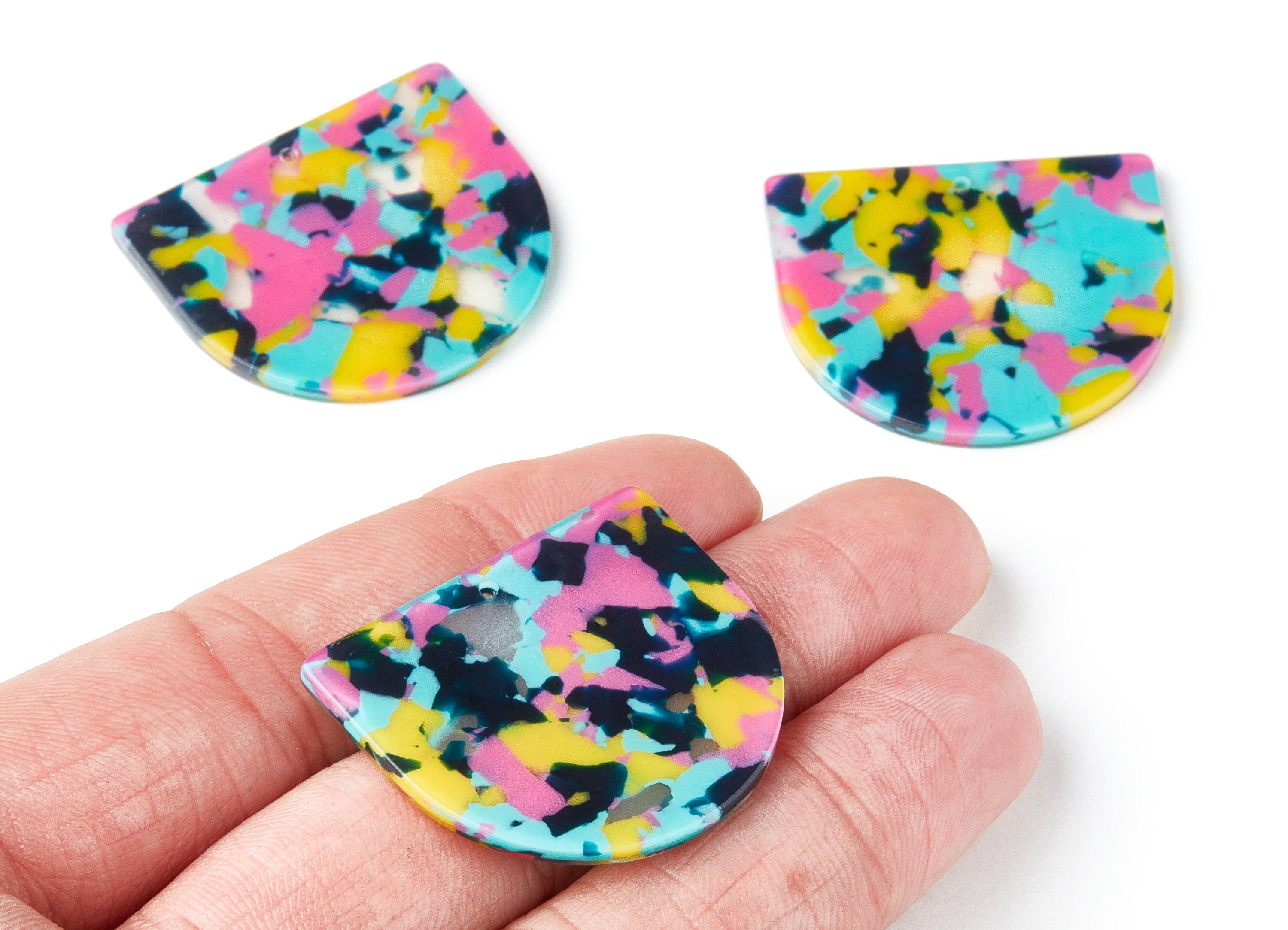 Acetate D Earring Charm - D Shaped Pendant - 1 Hole - Earring Findings - Jewelry Supplies - Color Code:A111 - 29.5x34.3x2.48mm - AC1094AE - DOMEDBAZAAR