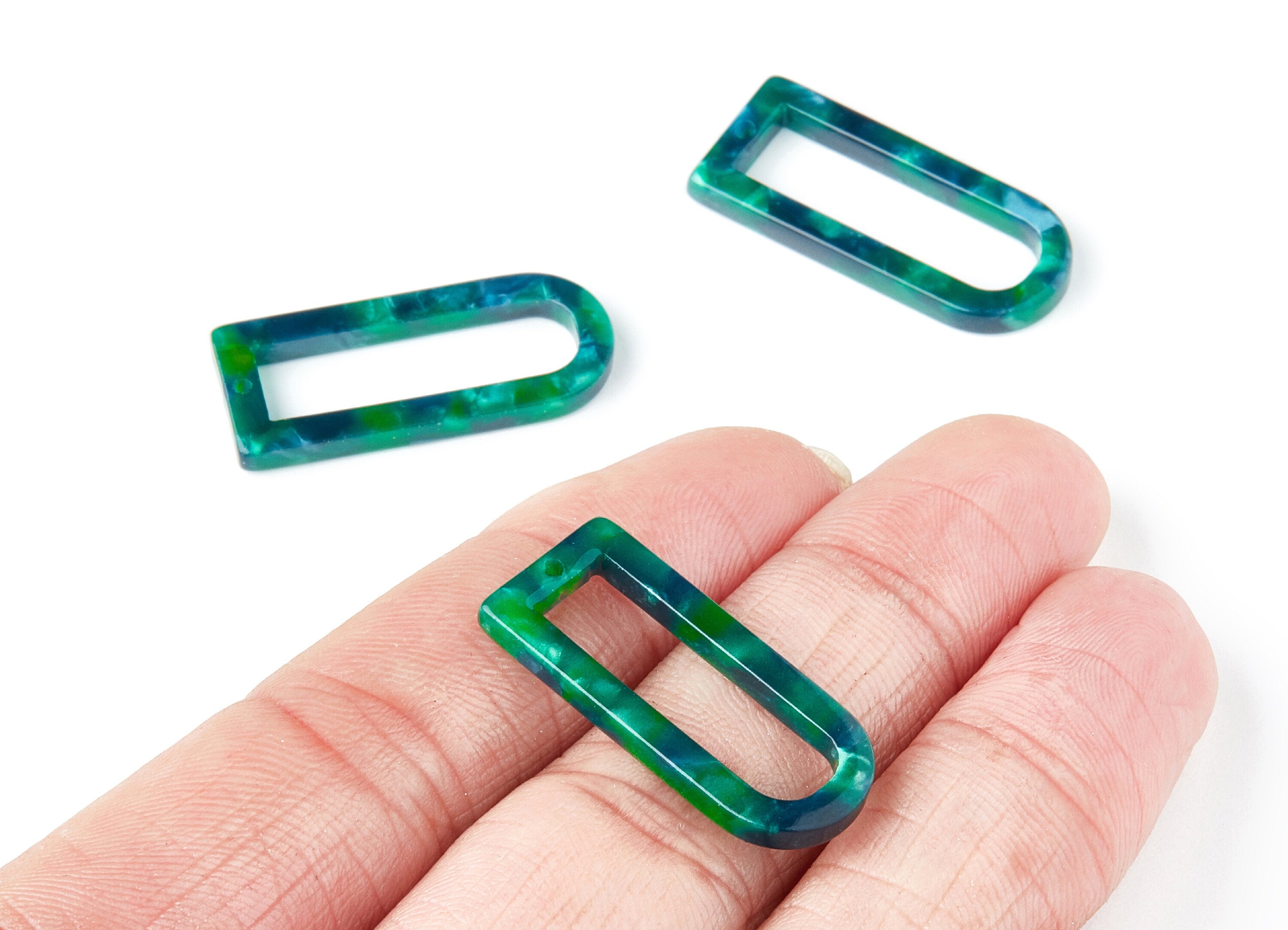 Acetate D Earring Charms - D Shaped Pendant - Earring Findings - Jewelry Supplies - Color Code: A13 - 29.68x12.7x2.7mm - AC1364E - DOMEDBAZAAR