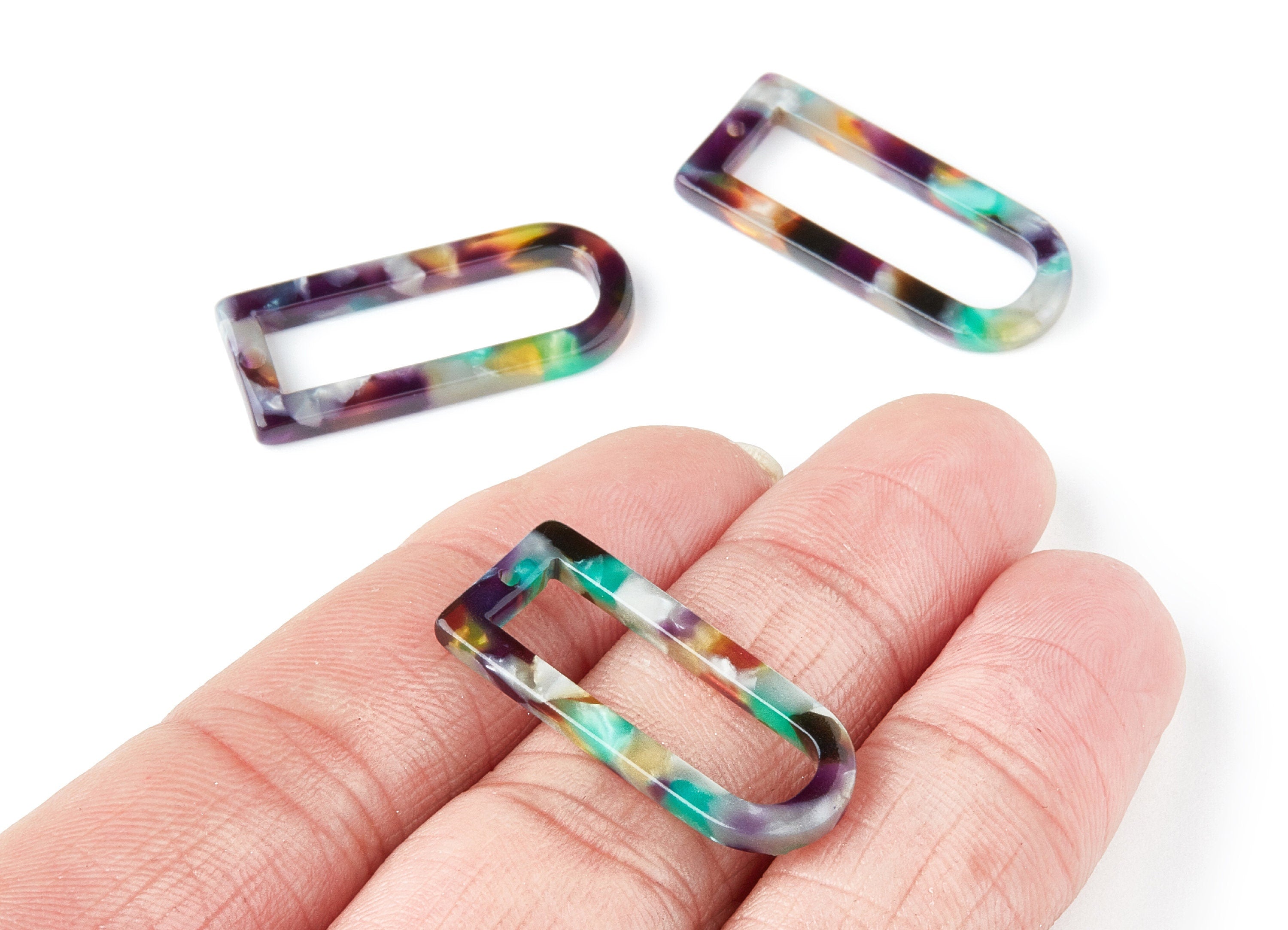 Acetate D Earring Charms - D Shaped Pendant - Earring Finding - Jewelry Supplies - Color Code: A50 - 29.68x12.7x2.7mm - AC1364G - DOMEDBAZAAR