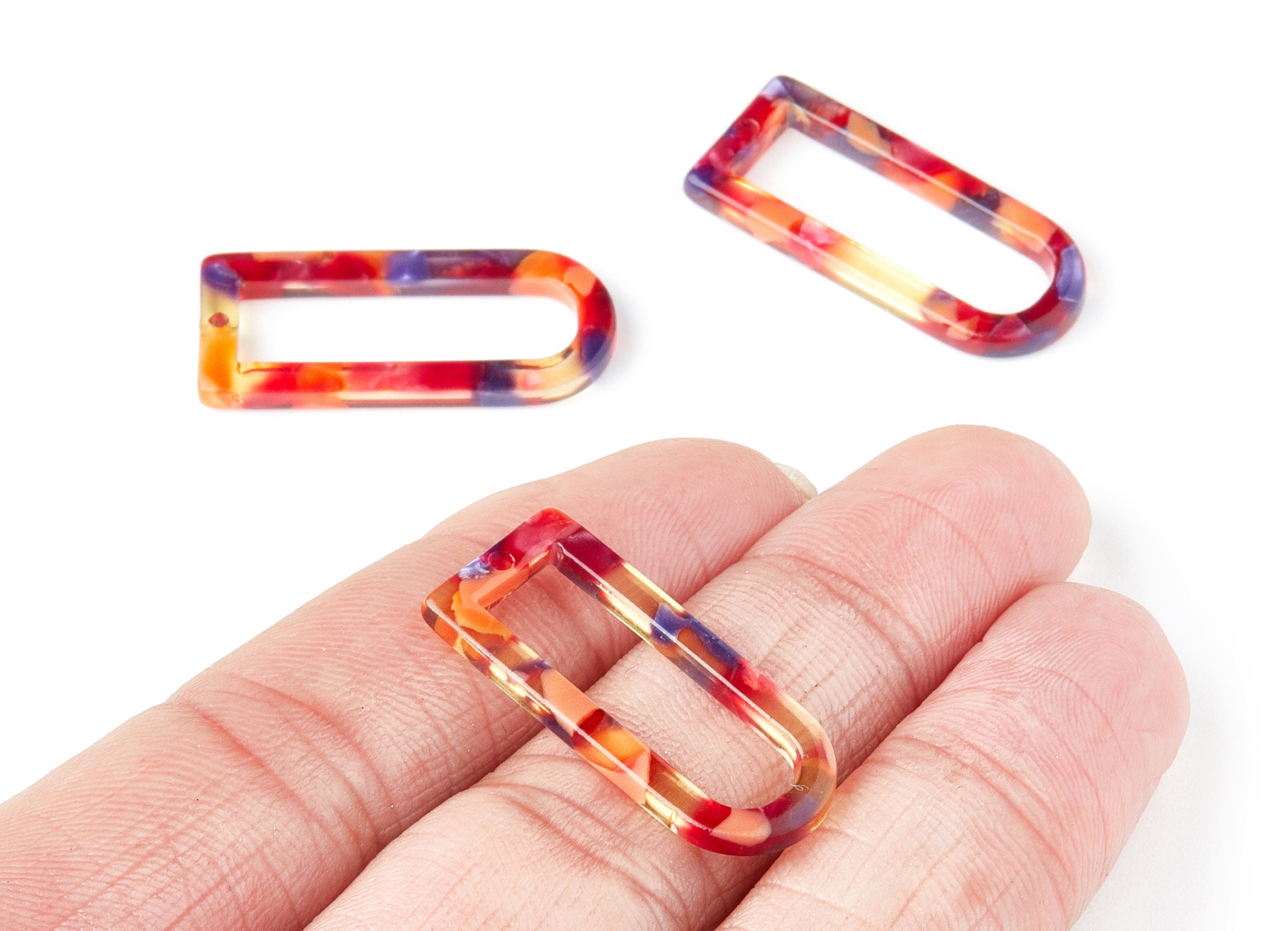 Acetate D Earring Charms - D Shaped Pendant - Earring Finding - Jewelry Supplies - Color Code: A44 - 29.68x12.7x2.7mm - AC1364H - DOMEDBAZAAR