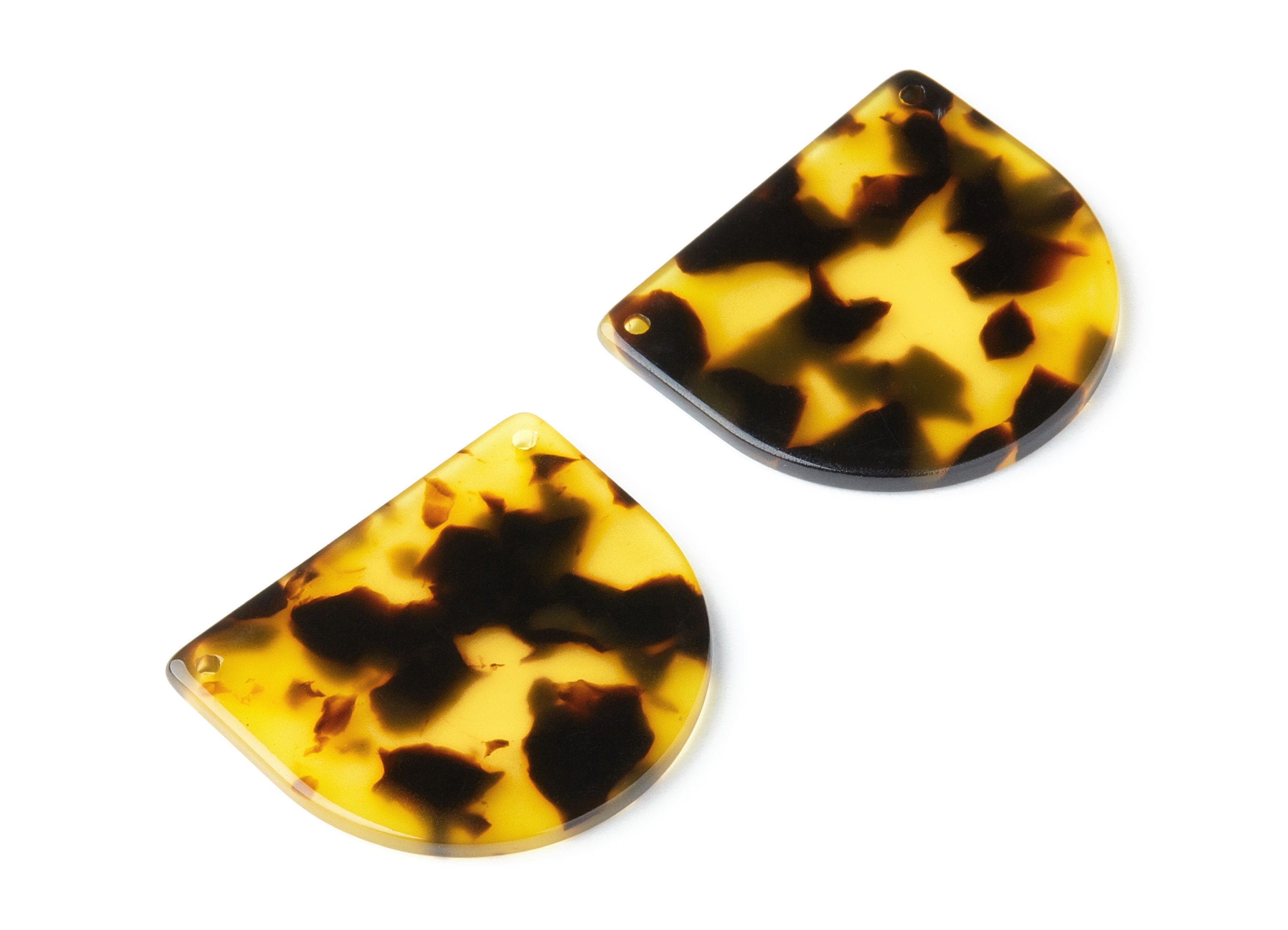 Acetate D Charms - Tortoise Shell Earrings - Domed Pendant - Jewelry Making Supplies - Color Code: A02 - 29.5x34.3x2.48mm - AC1635-A02 - DOMEDBAZAAR