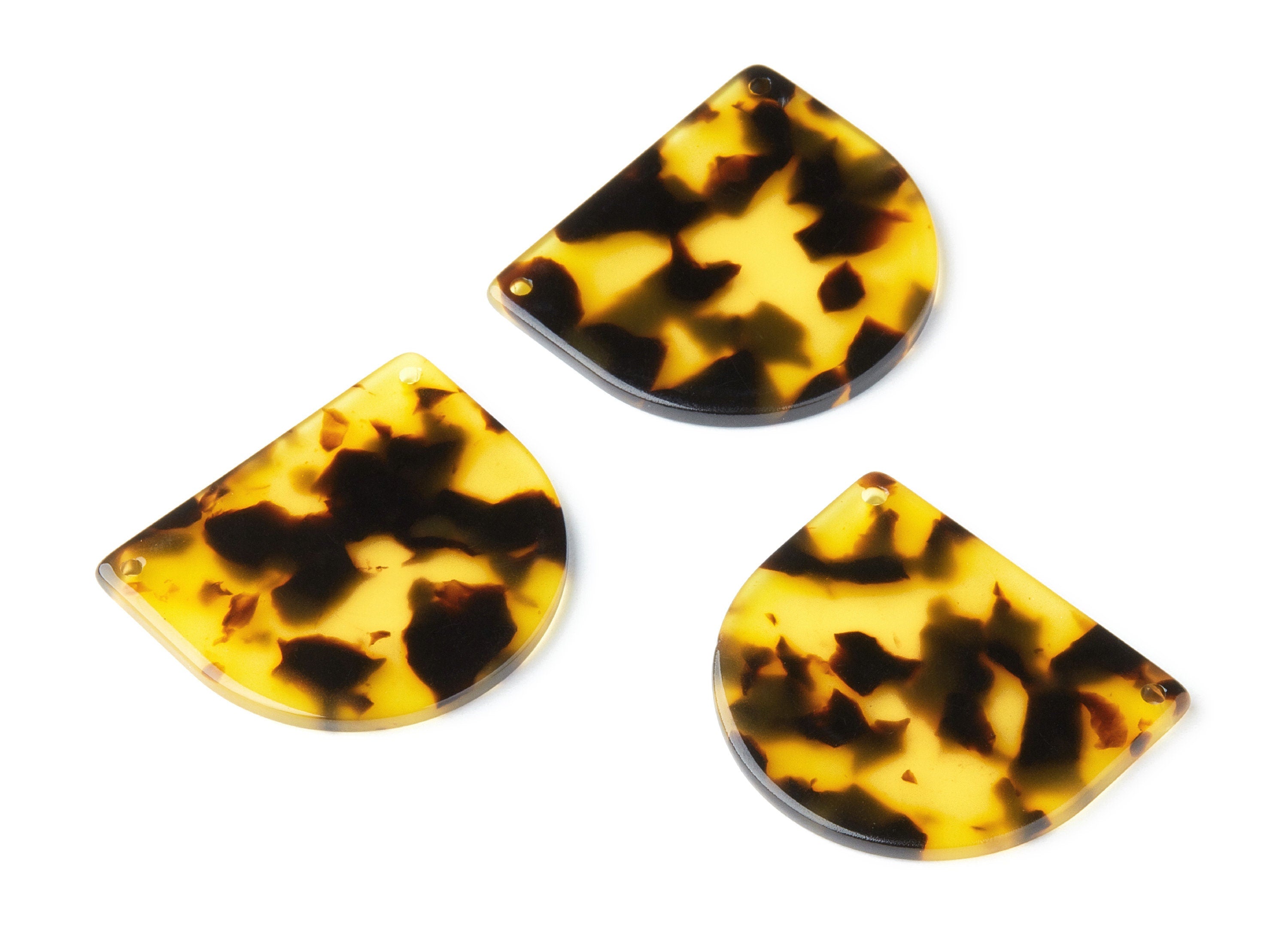 Acetate D Charms - Tortoise Shell Earrings - Domed Pendant - Jewelry Making Supplies - Color Code: A02 - 29.5x34.3x2.48mm - AC1635-A02 - DOMEDBAZAAR
