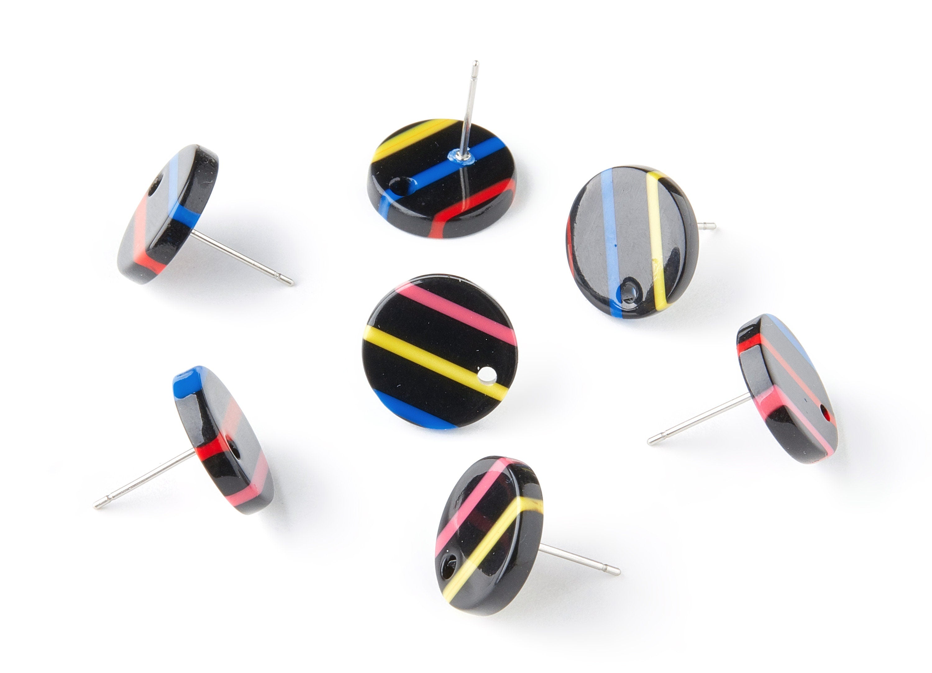 Acetate Circle Earring Stud - Acrylic Circle Earring Post - Earring Post - Jewelry Supplies - Color Code: A141 - 13.5x13.5x2.65mm - AC1204F - DOMEDBAZAAR