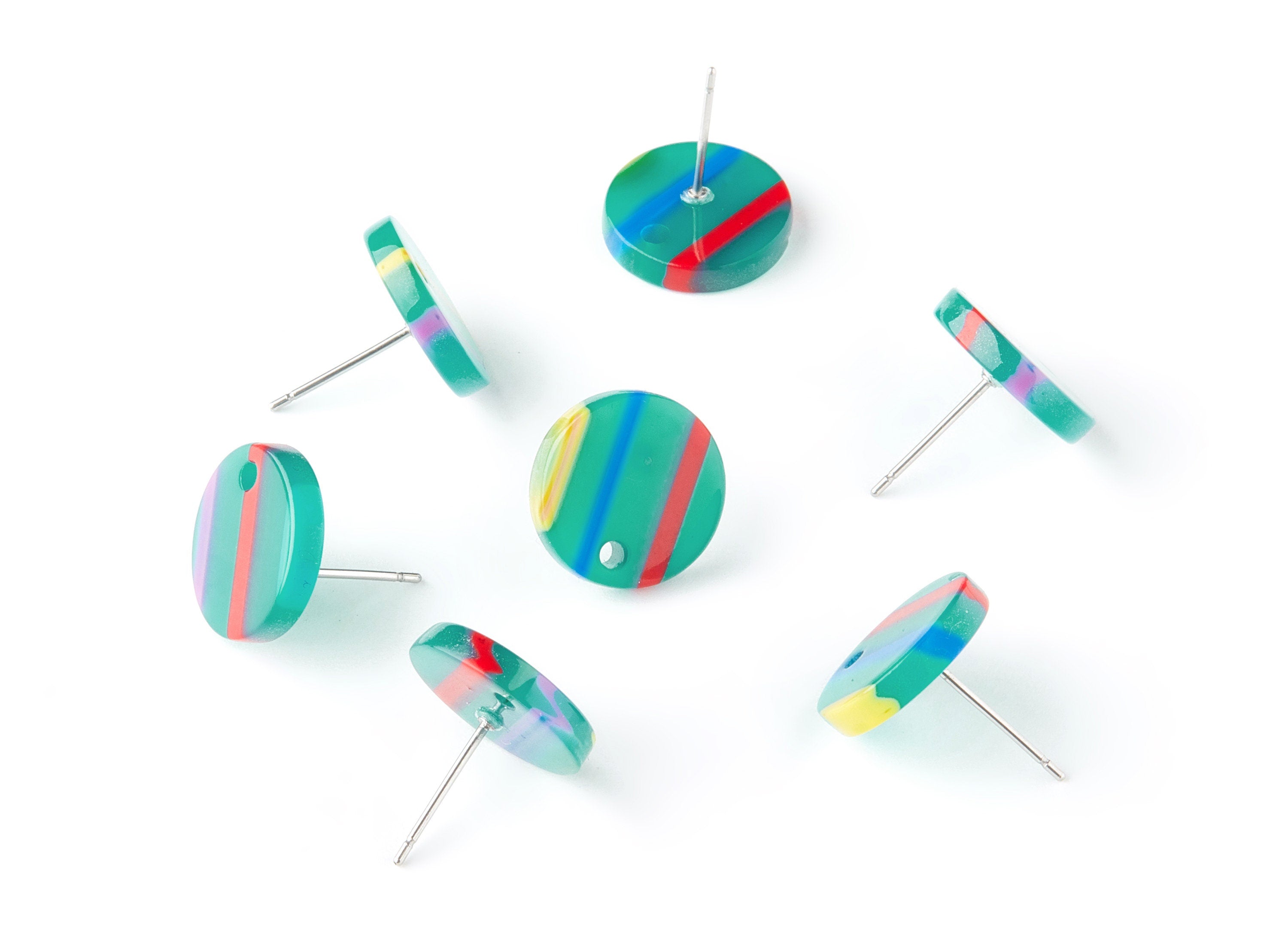 Acetate Round Earring Post - Circle Earring Stud - Earring Post - Jewelry Supplies - Color Code: A139 - 13.5x13.5x2.65mm - AC1204D - DOMEDBAZAAR
