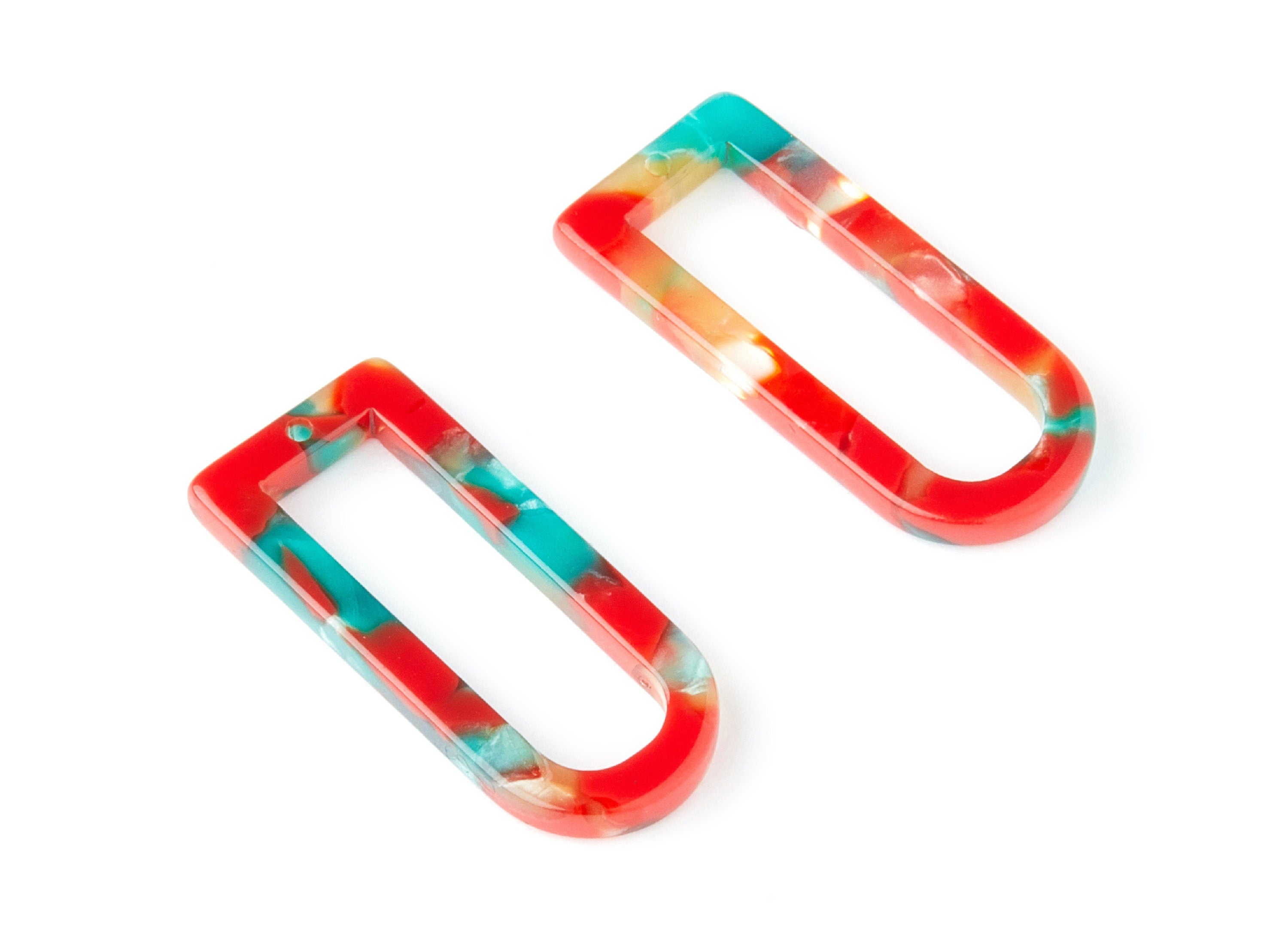 Acetate D Earring Charms - D Shaped Pendant - Earring Findings - Jewelry Supplies - Color Code: A46 - 29.68x12.7x2.7mm - AC1364T - DOMEDBAZAAR