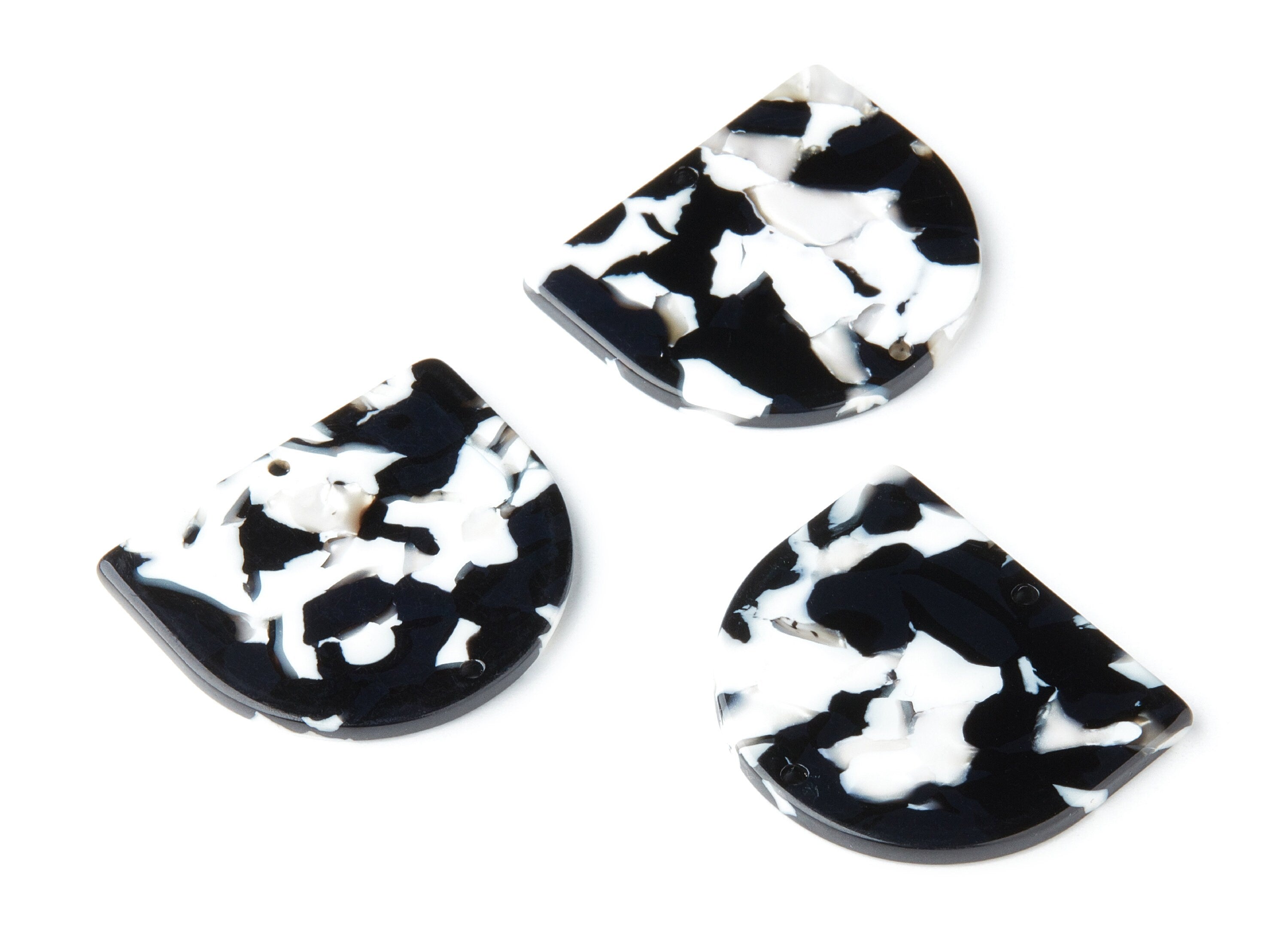 Acetate Acrylic Earring Charm - Tortoise Shell Earrings - D Shaped Pendant - 2 Holes - Color Code:A261 - 29.5x34.3x2.48mm - AC1634-A261 - DOMEDBAZAAR