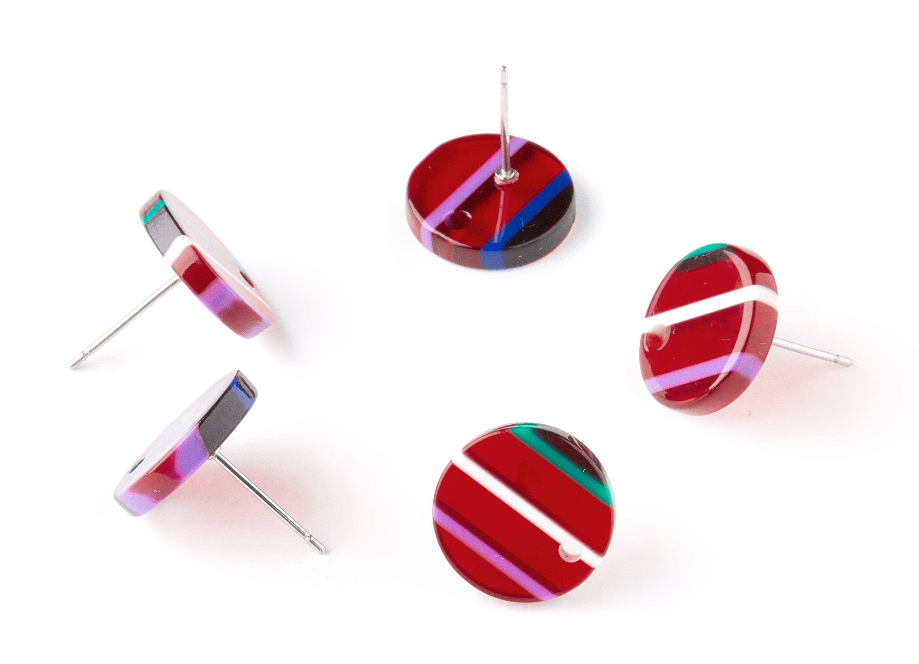 Acetate Round Earring Post - Circle Earring Stud - Earring Post - Jewelry Supplies - Color Code: A112 - 13.5x13.5x2.65mm - AC1204H - DOMEDBAZAAR