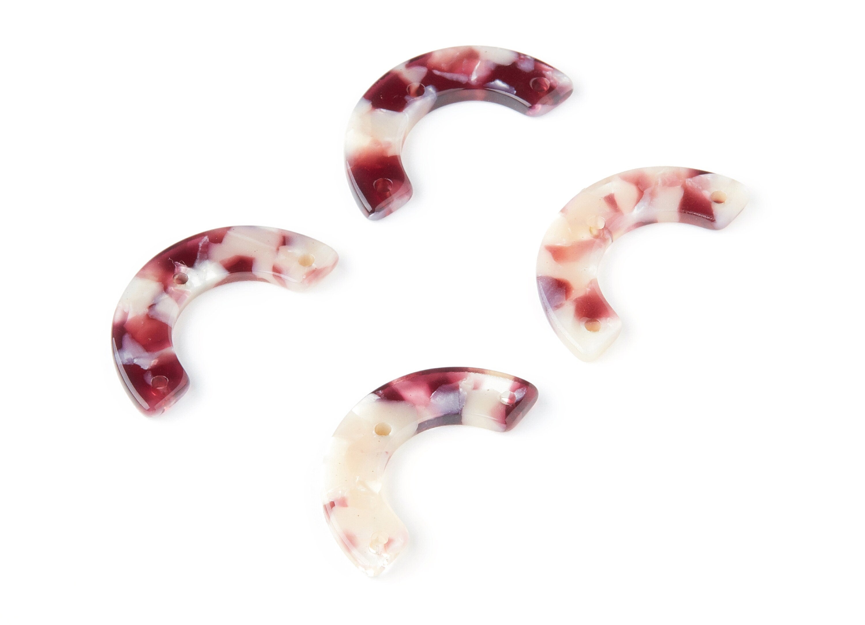 Acetate Acrylic Earring Charms - Tortoise Shell Earrings - U Shaped with 3 Holes - Color Code: A42 - 29.36x14.47x2.72mm - AC1355A - DOMEDBAZAAR