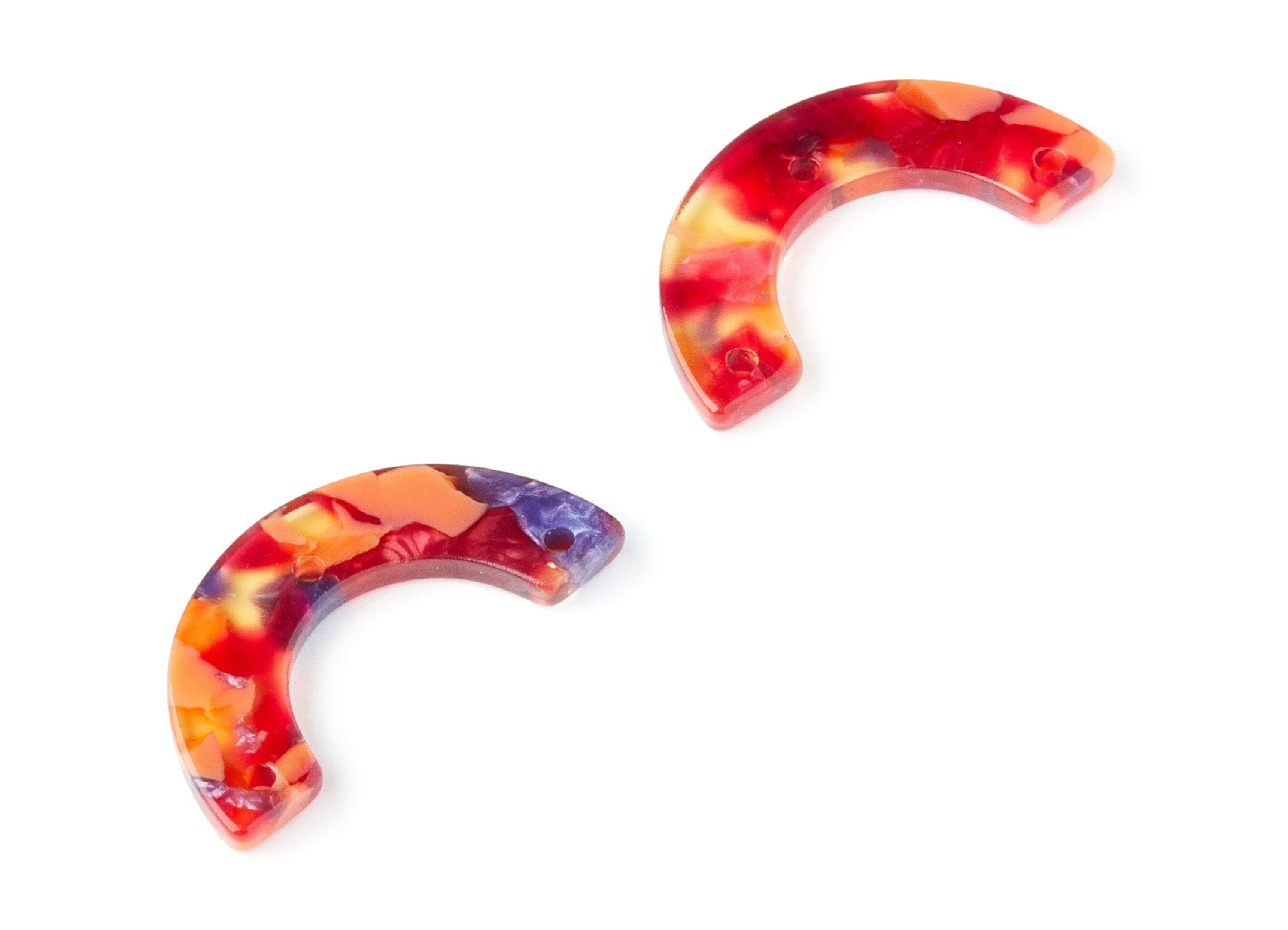 Acetate U Earring Charm - Acrylic U Pendant - 3 Holes - Earring Findings - Jewelry Supplies - Color Code: A44 - 29.36x14.47x2.72mm - AC1355H - DOMEDBAZAAR