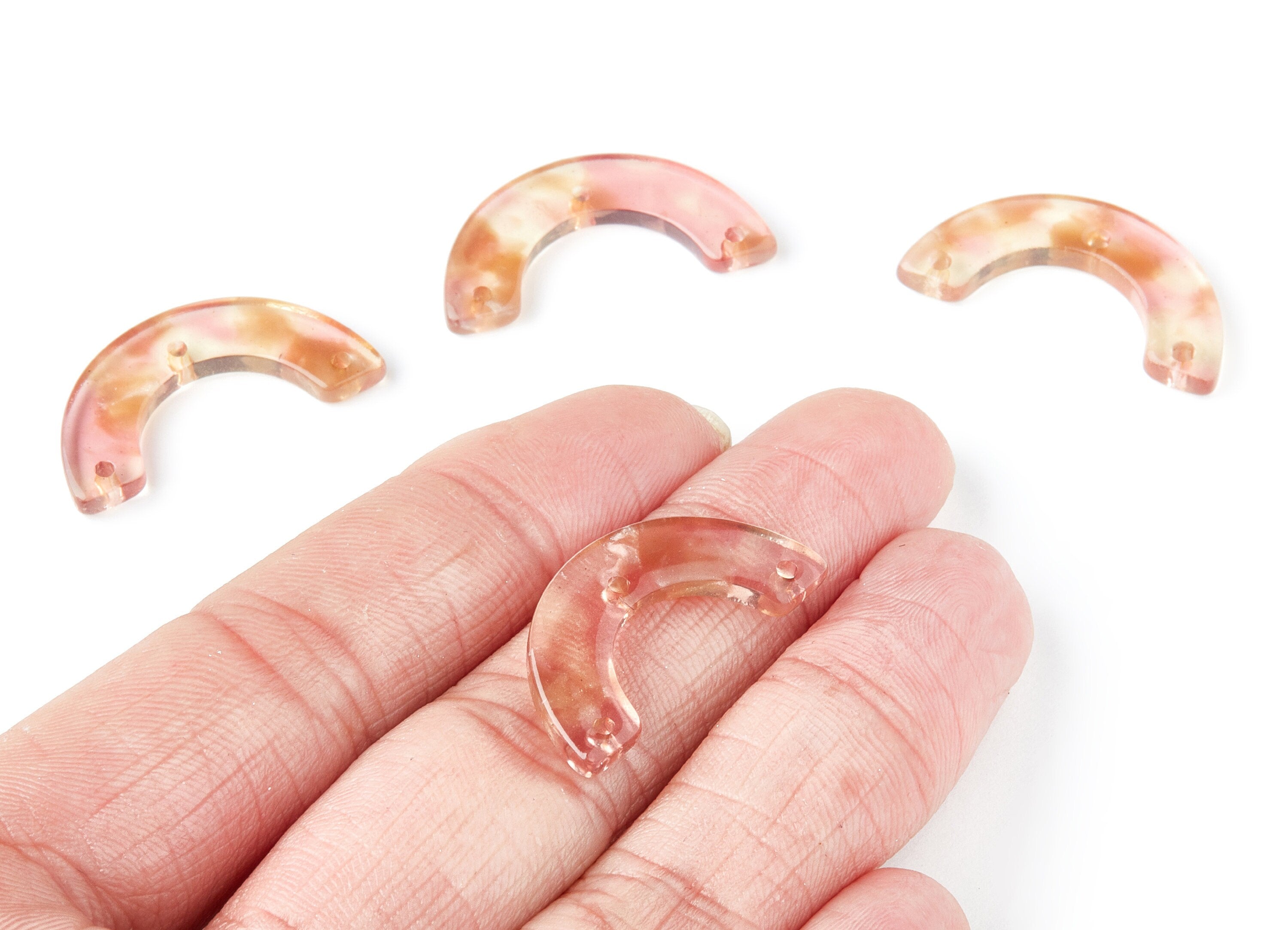 Acetate Acrylic U Earring Charms - U Pendant With 3 Holes - Jewelry Supplies - Color Code: A45 - 29.36x14.47x2.72mm - AC1355P - DOMEDBAZAAR