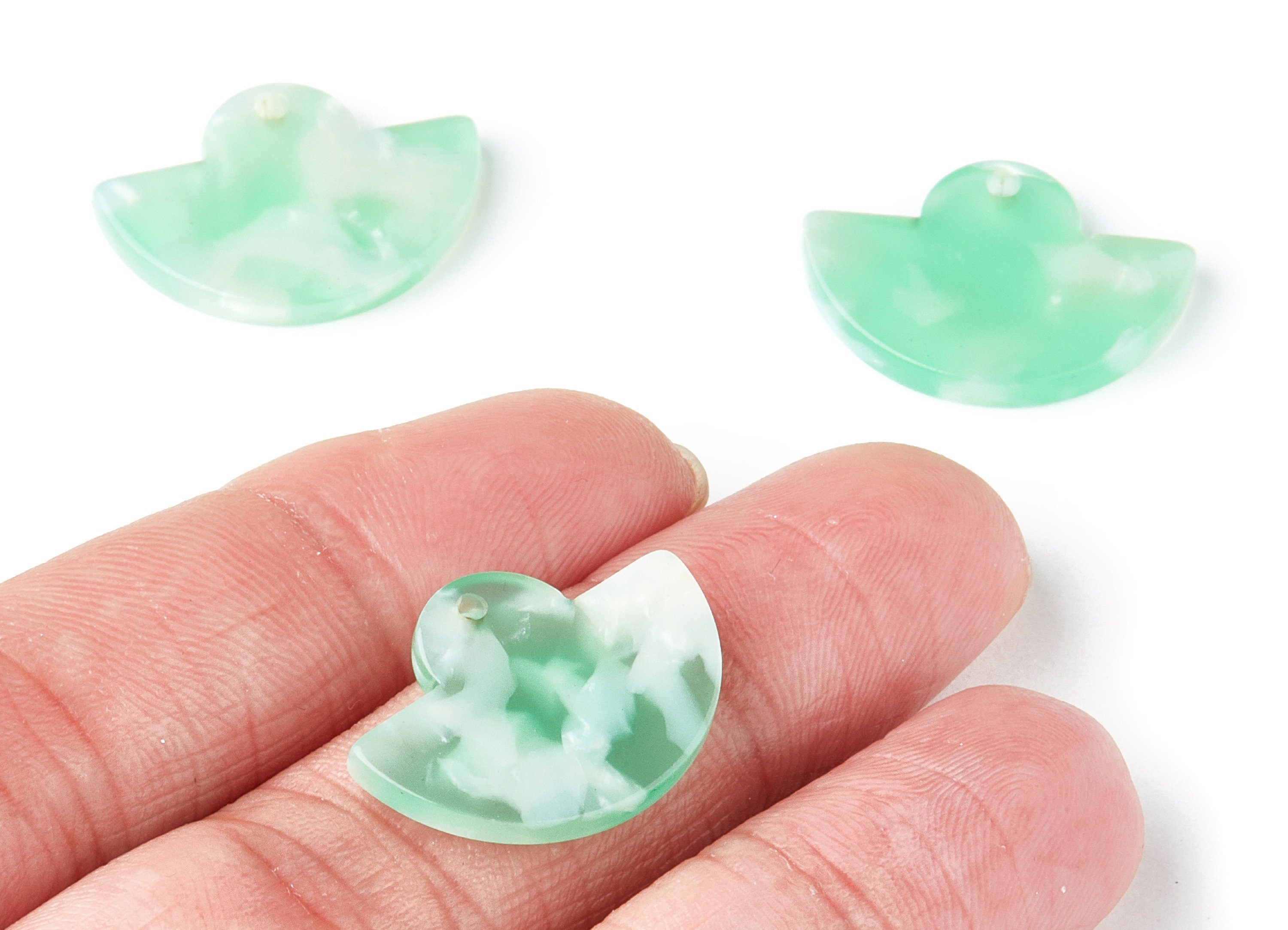 Acetate Fan Earring Charms - Fan Shaped Pendant - Earring Findings - Jewelry Supplies - Color Code:A35 - 23.64x17.3x2.83mm - AC1376G - DOMEDBAZAAR