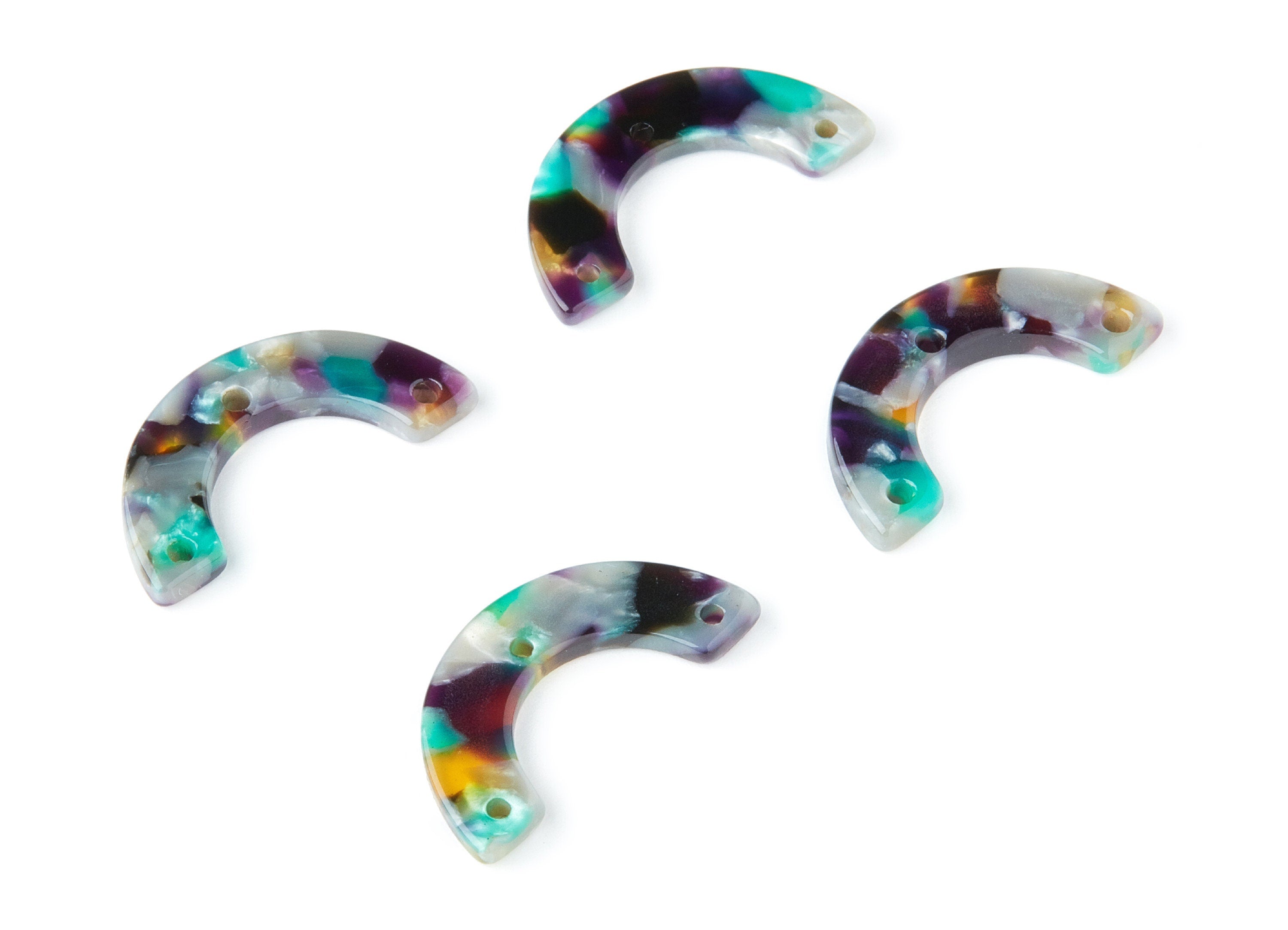 Acetate Acrylic Earring Charms - Tortoise Shell Earrings - U Shaped with 3 Holes - Color Code: A50 - 29.36x14.47x2.72mm - AC1355S - DOMEDBAZAAR